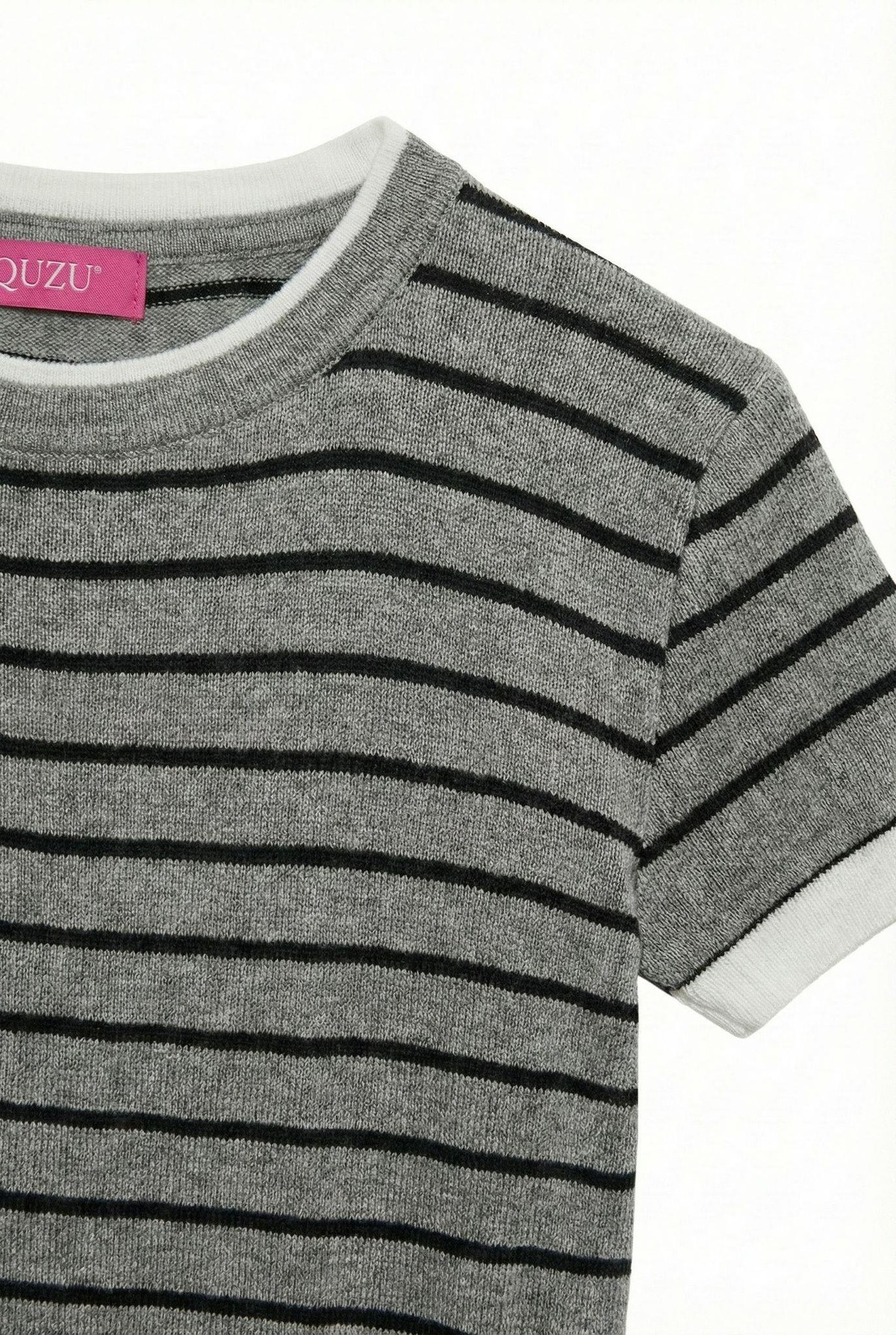 Quzu Çizgili Triko Gri