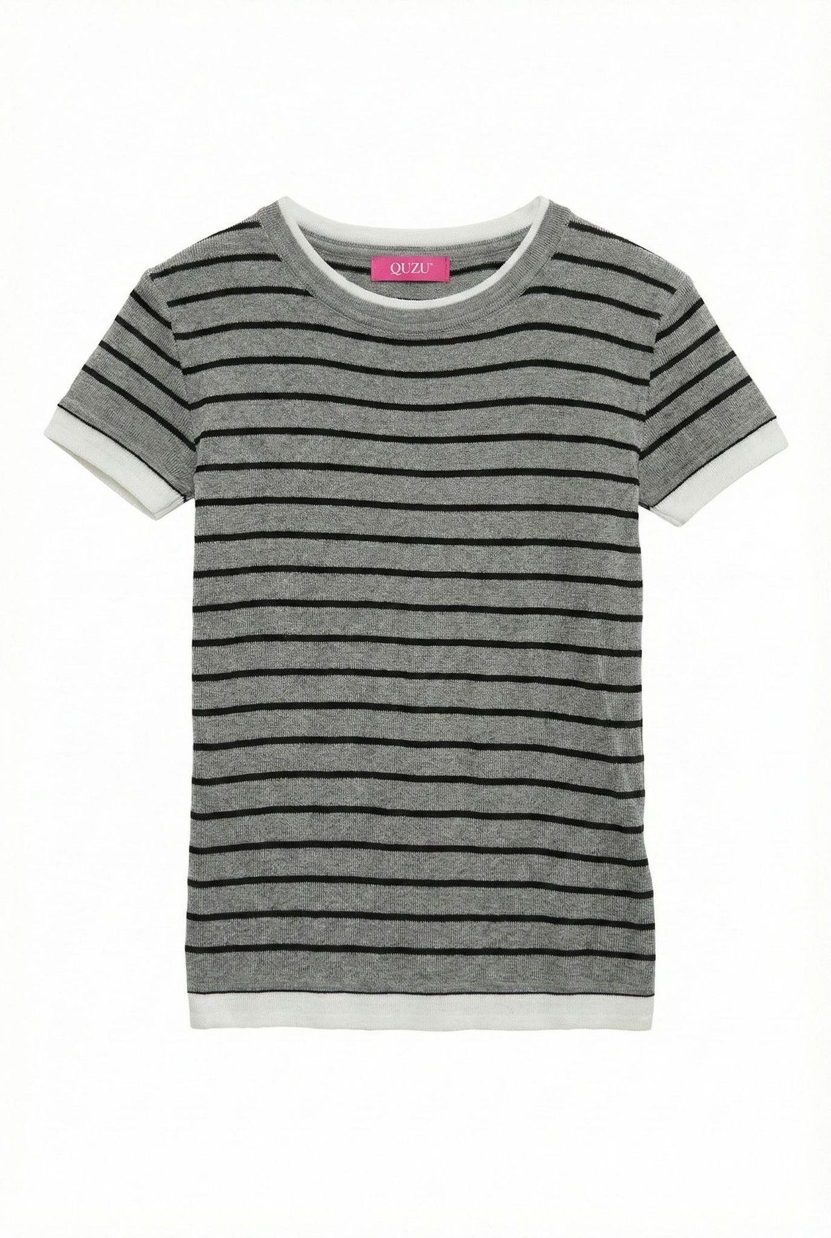 Quzu Çizgili Triko Gri