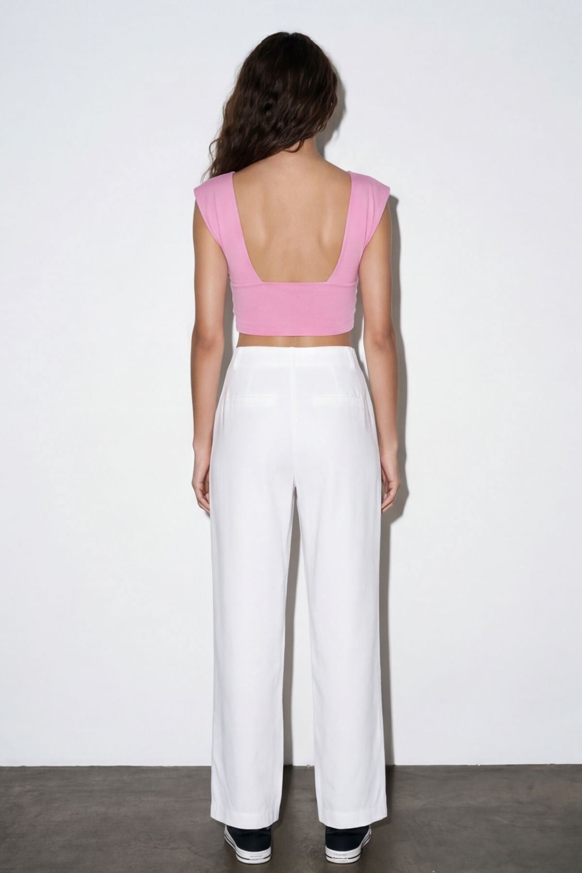 Quzu Crop Detaylı Bluz Pembe