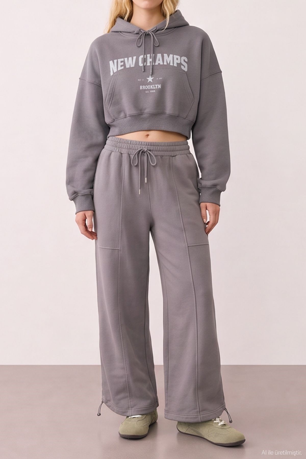 Quzu Crop Detaylı Sweatshirt Antrasit