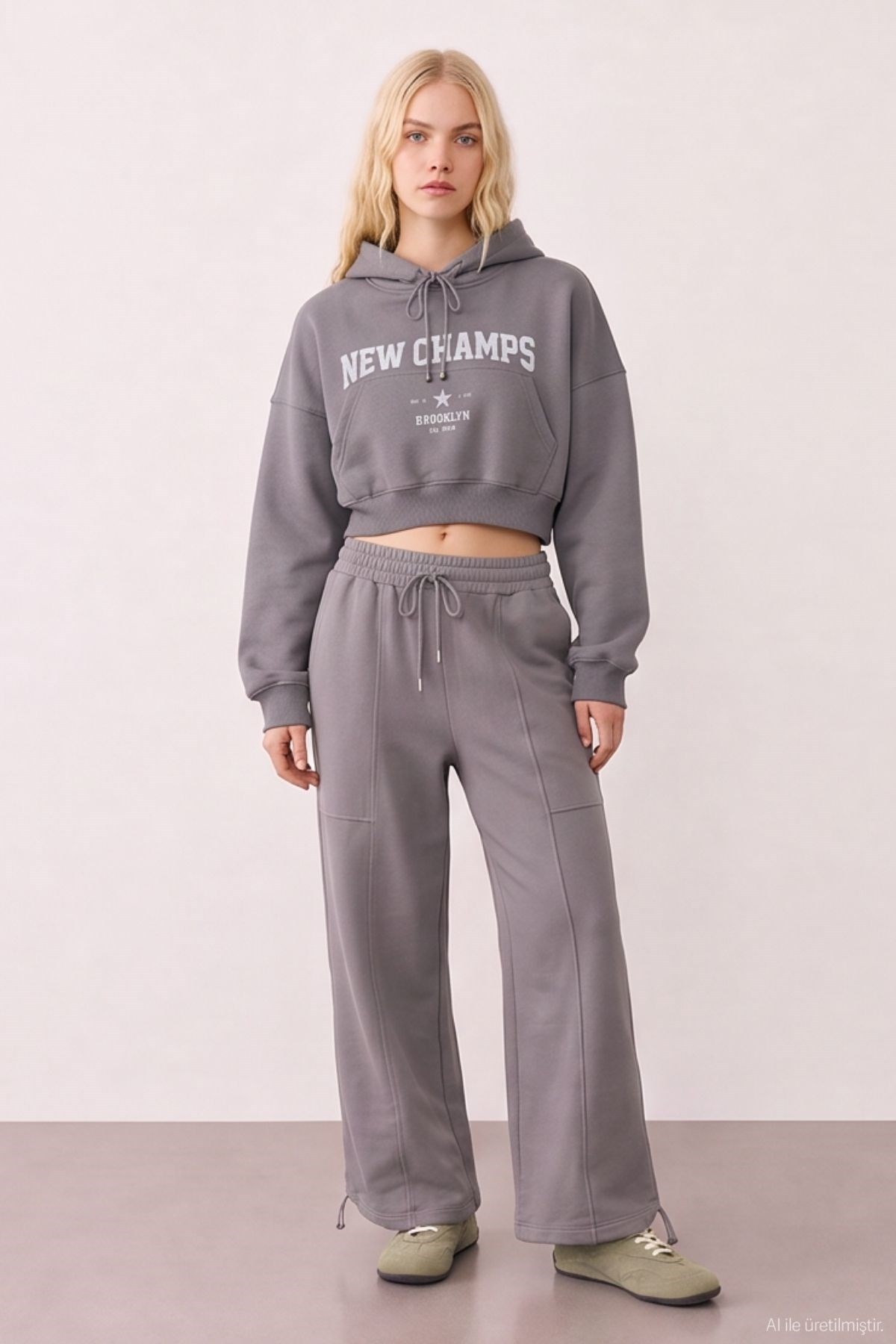 Quzu Crop Detaylı Sweatshirt Antrasit