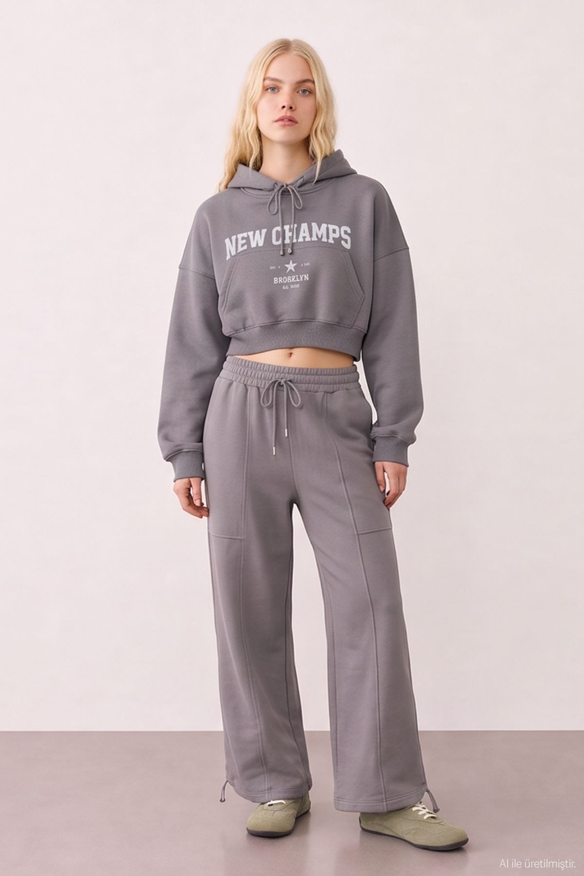 Quzu Crop Detaylı Sweatshirt Antrasit