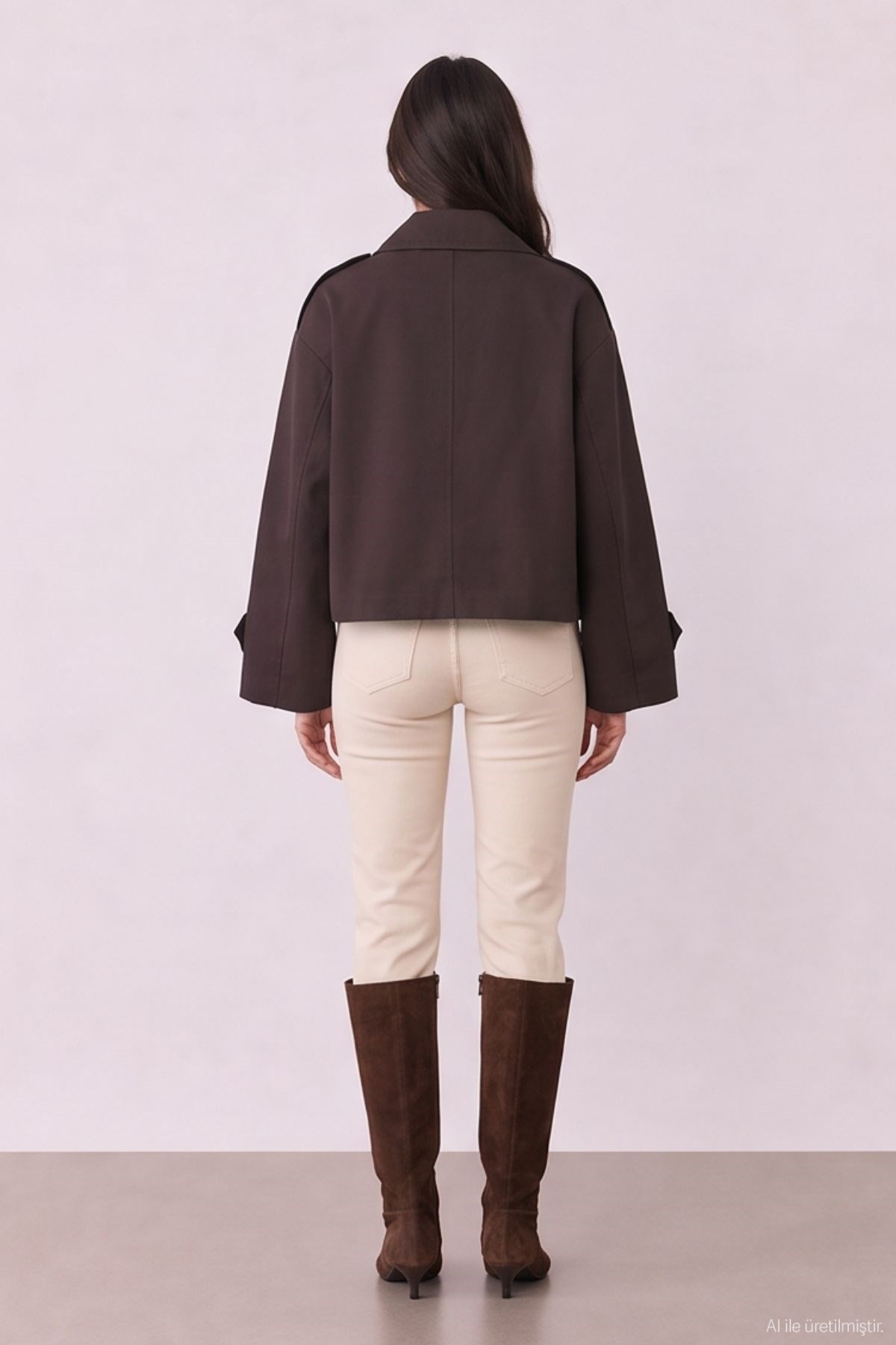 Quzu Crop Detaylı Trençkot Kahve