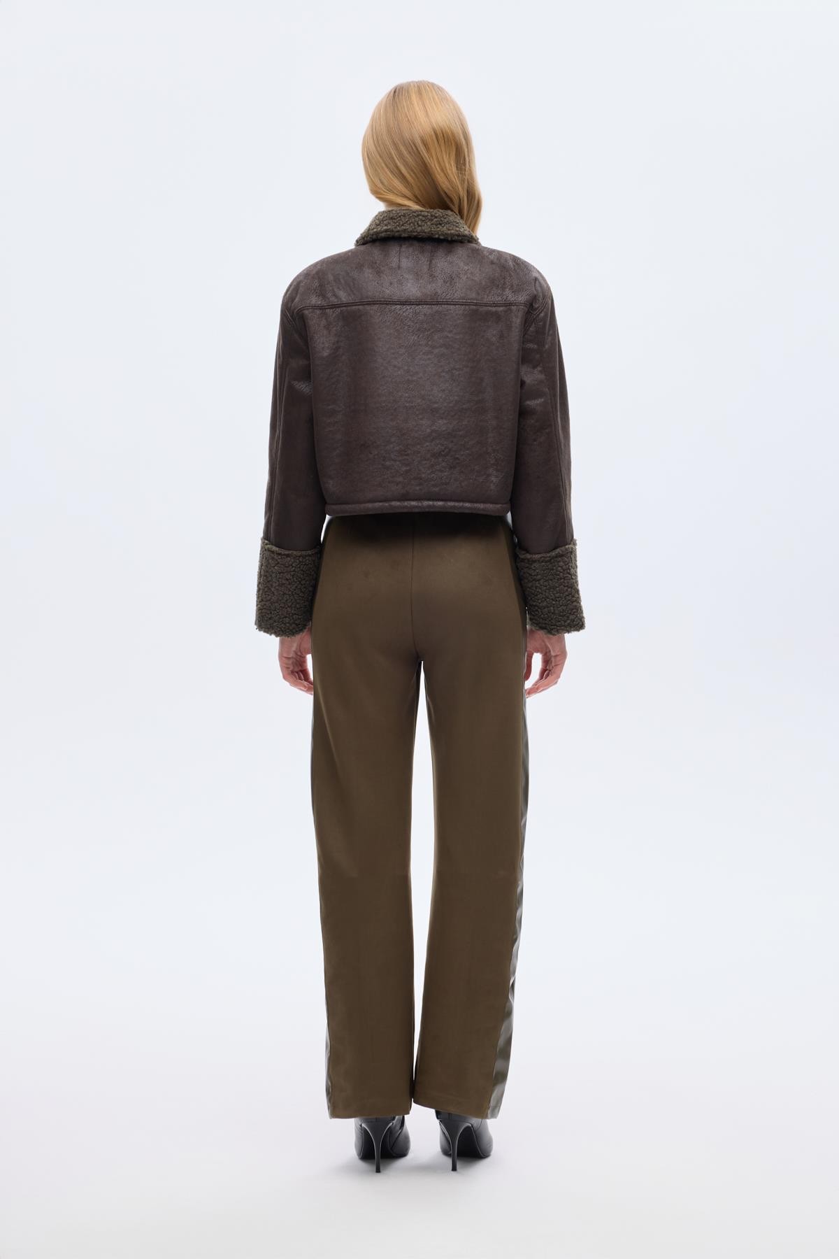 Quzu Crop Kıvırcık Mont Haki