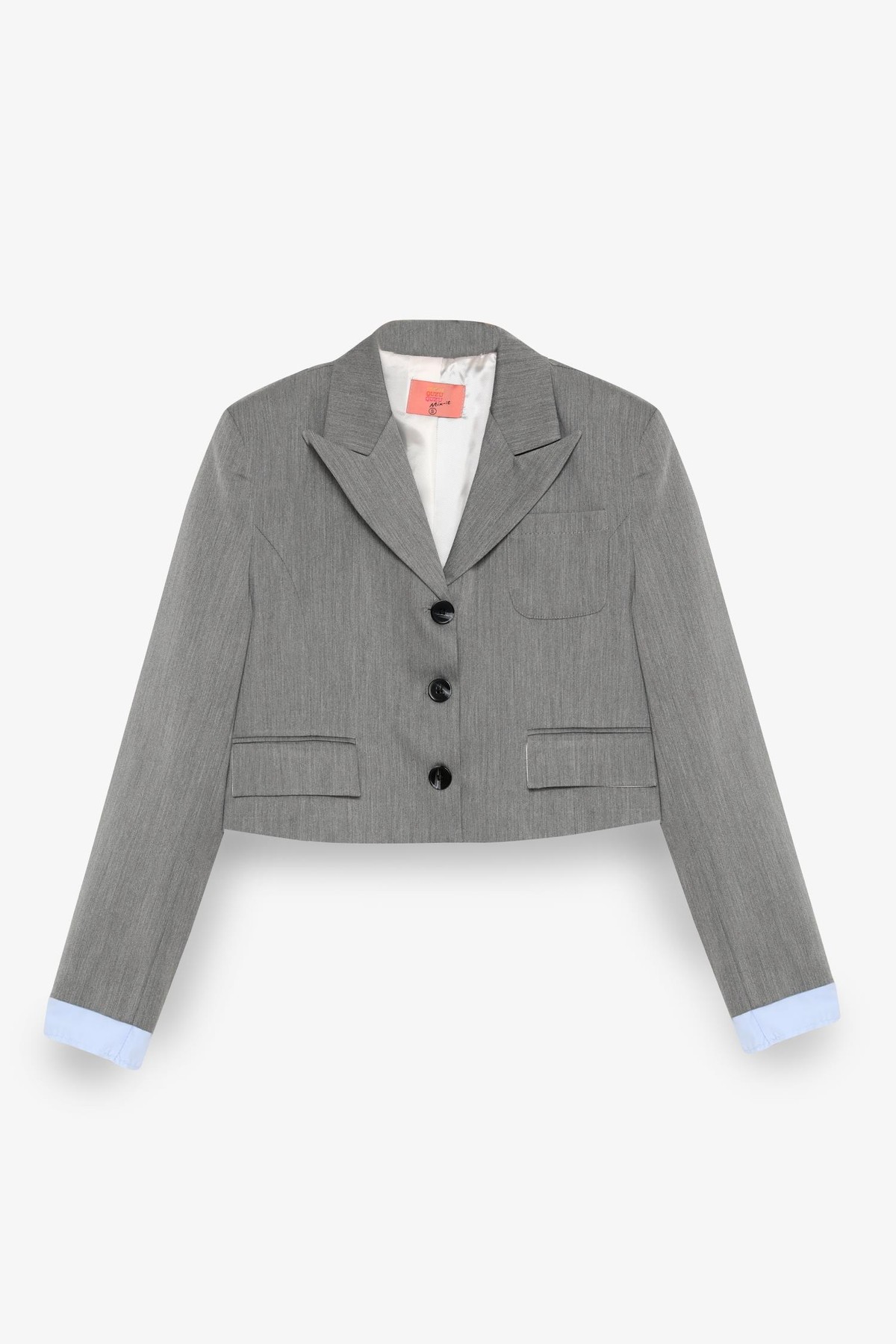 Quzu Crop Matchli Ceket Gri