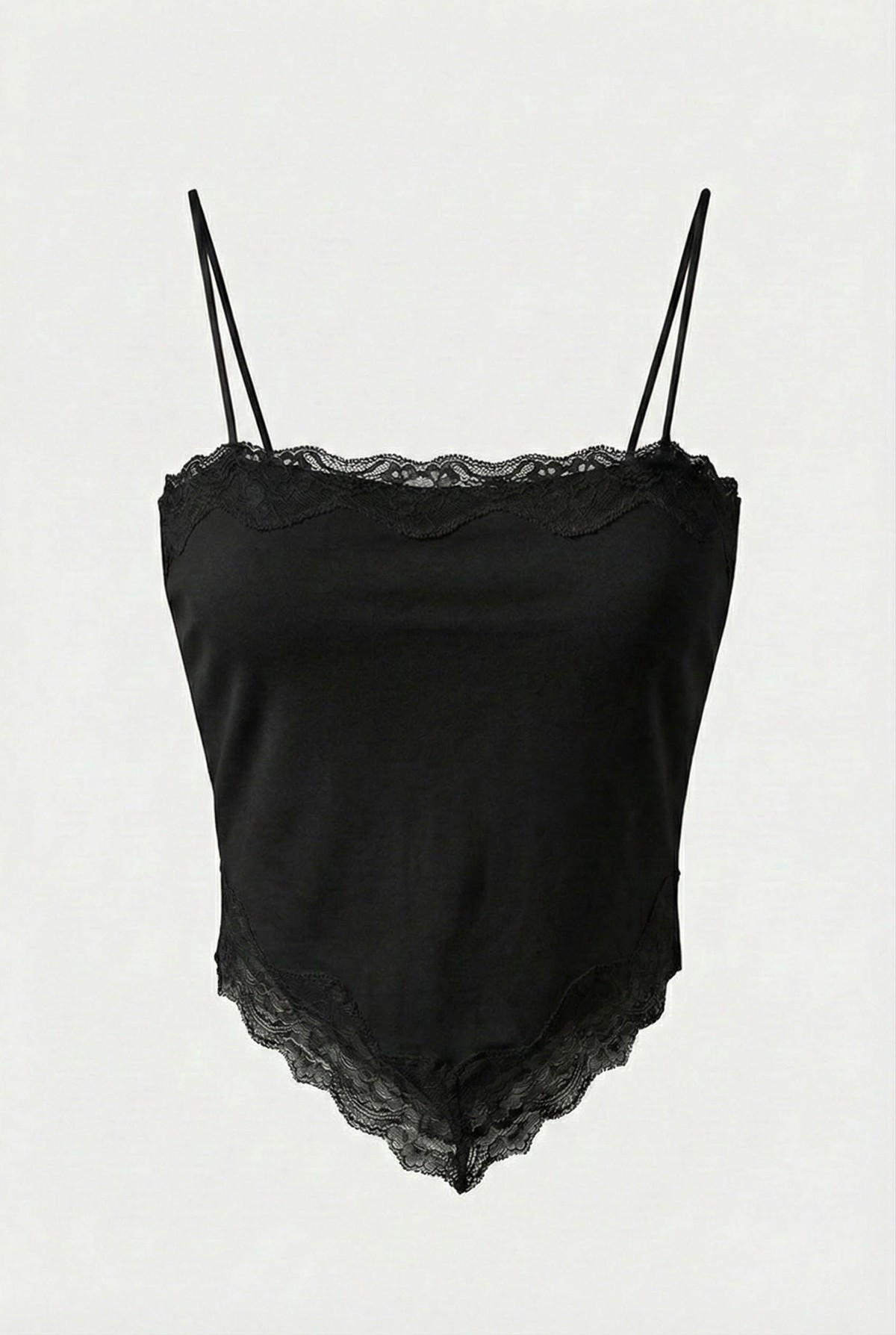 Quzu Dantel Detaylı Asimetrik Atlet Siyah