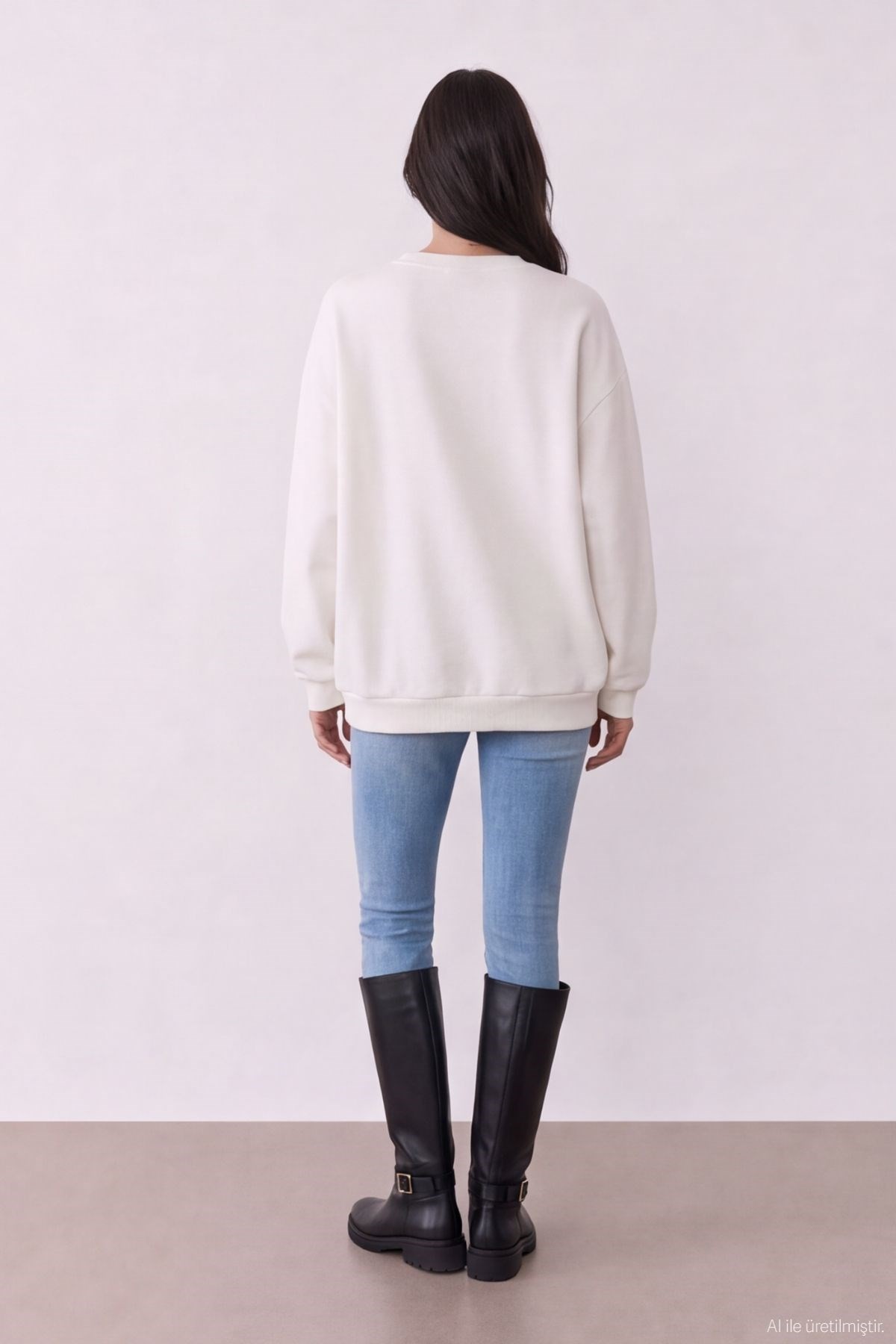 Quzu Dantel Detaylı Sweatshirt Ekru