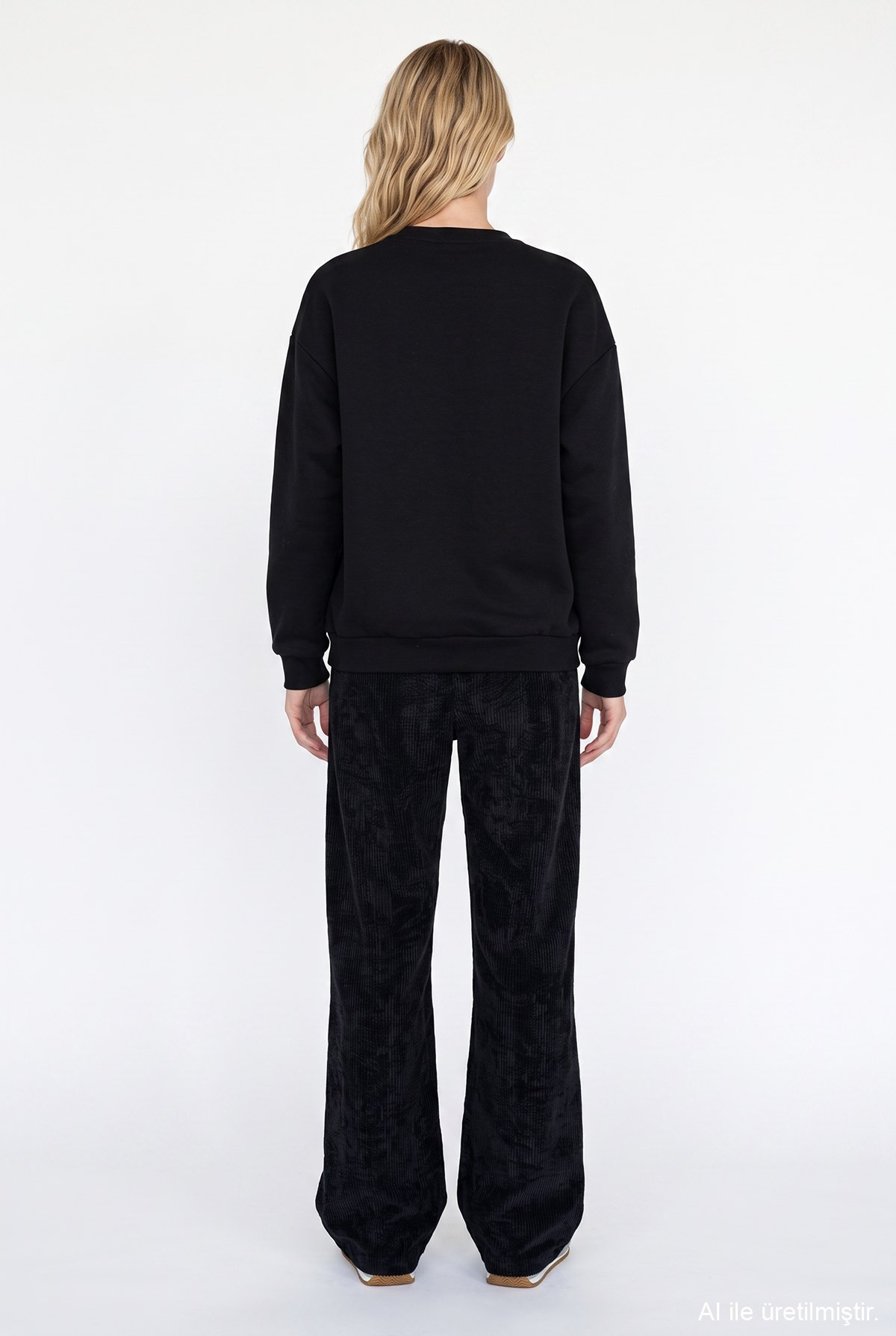 Quzu Dantel Detaylı Sweatshirt Siyah