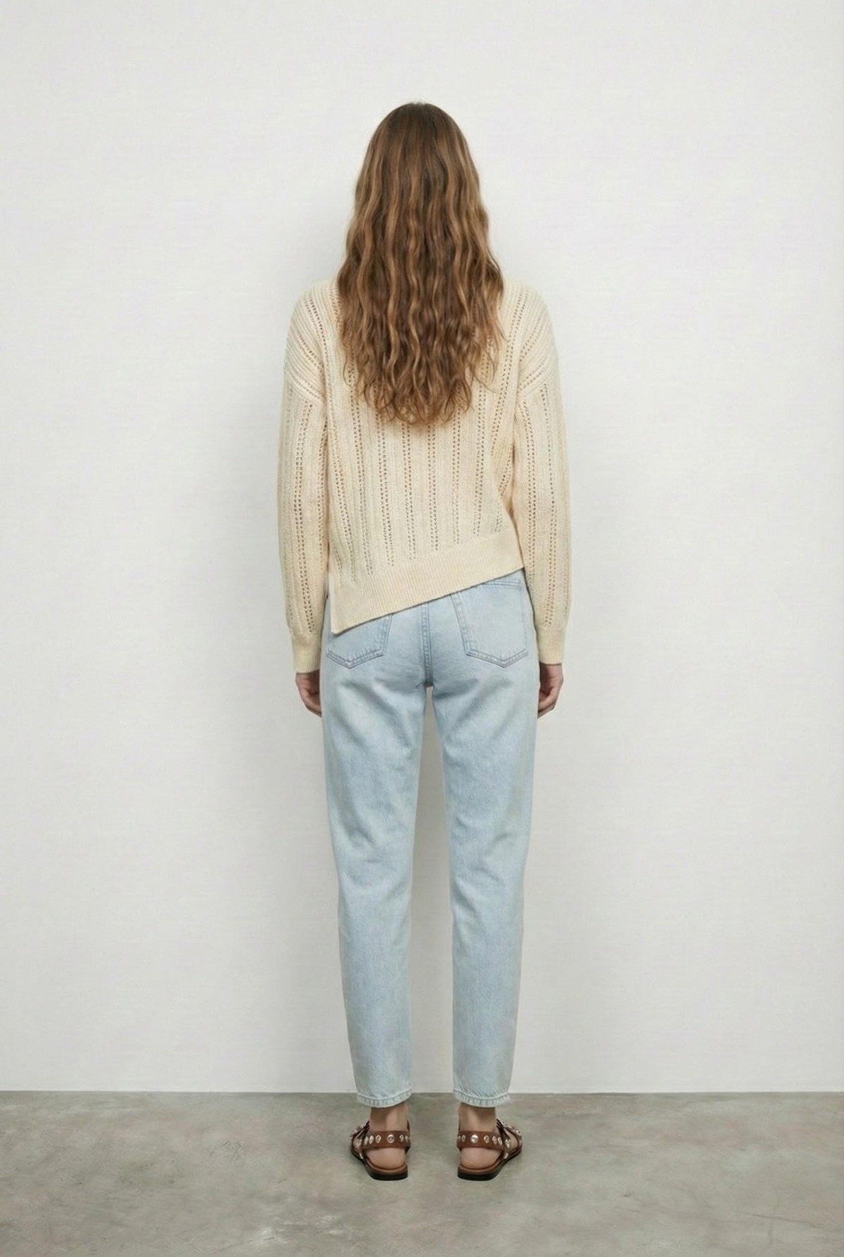 Quzu Delik Örgülü Triko Krem