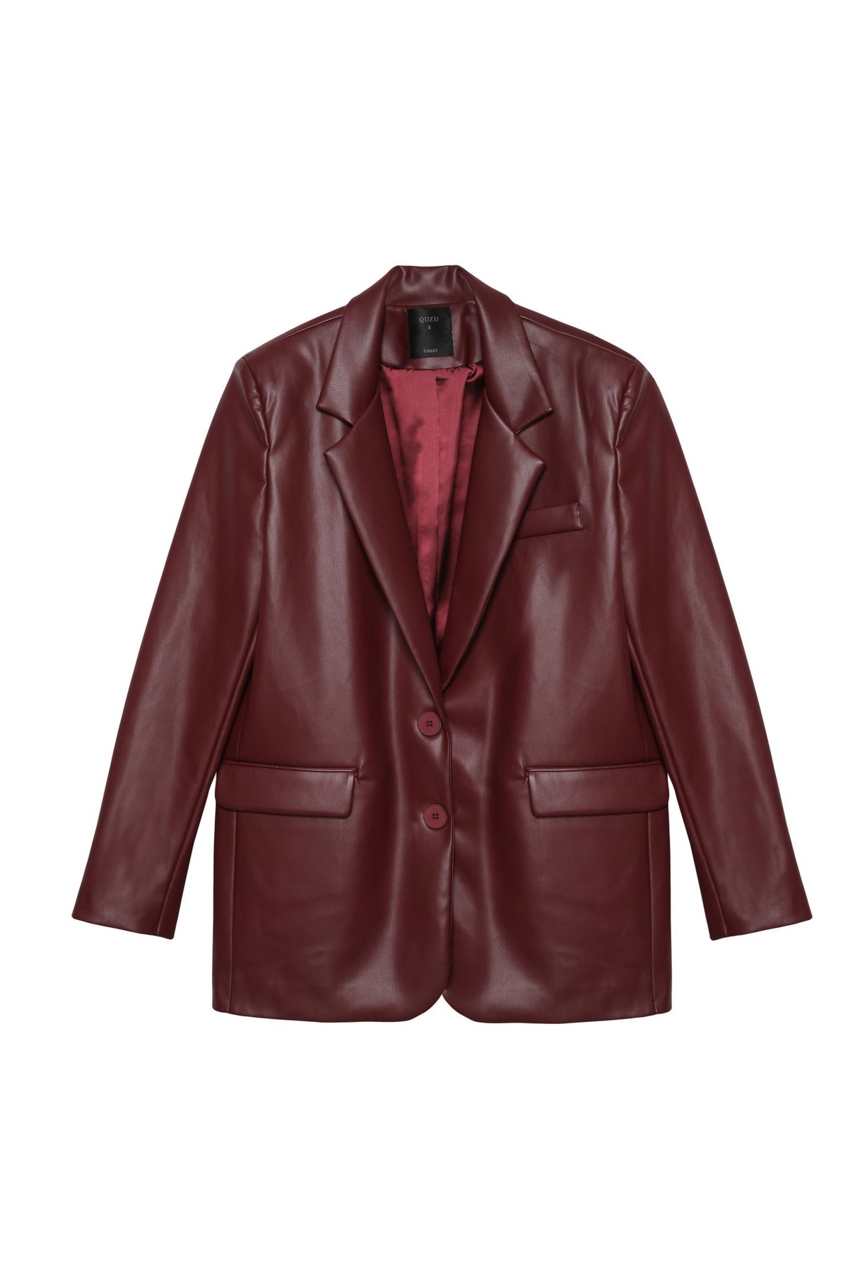 Quzu Deri Blazer Ceket Bordo