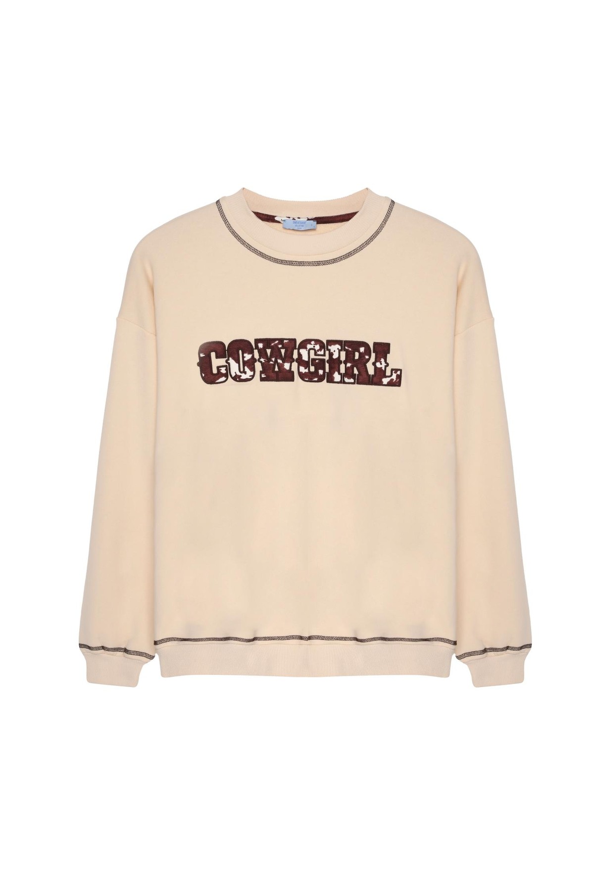 Quzu Dikiş Detaylı Sweatshirt Bej