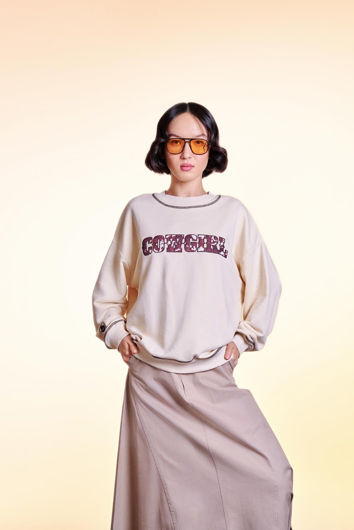 Quzu Dikiş Detaylı Sweatshirt Bej