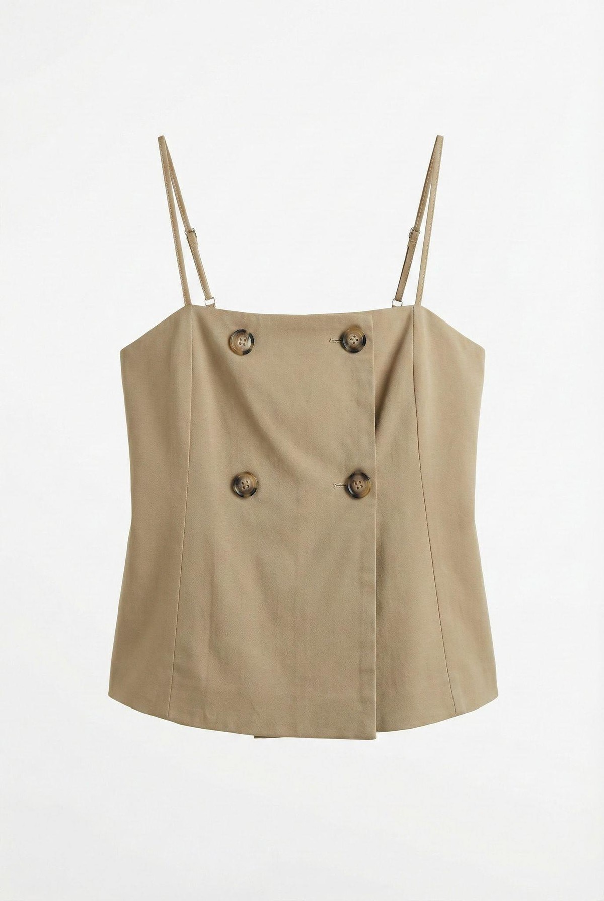 Quzu Düğme Detaylı Bluz Bej