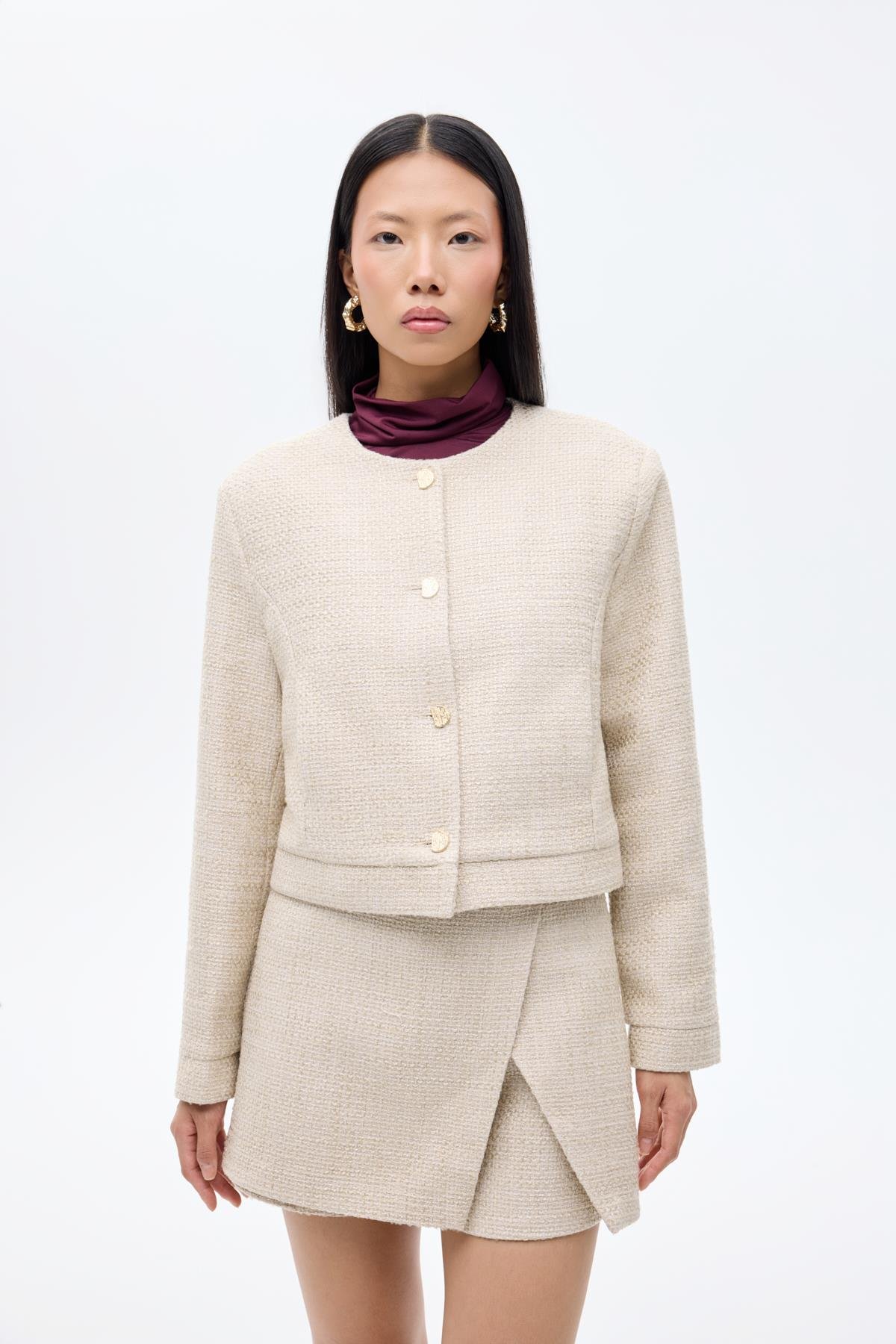 Quzu Düğme Detaylı Ceket Bej