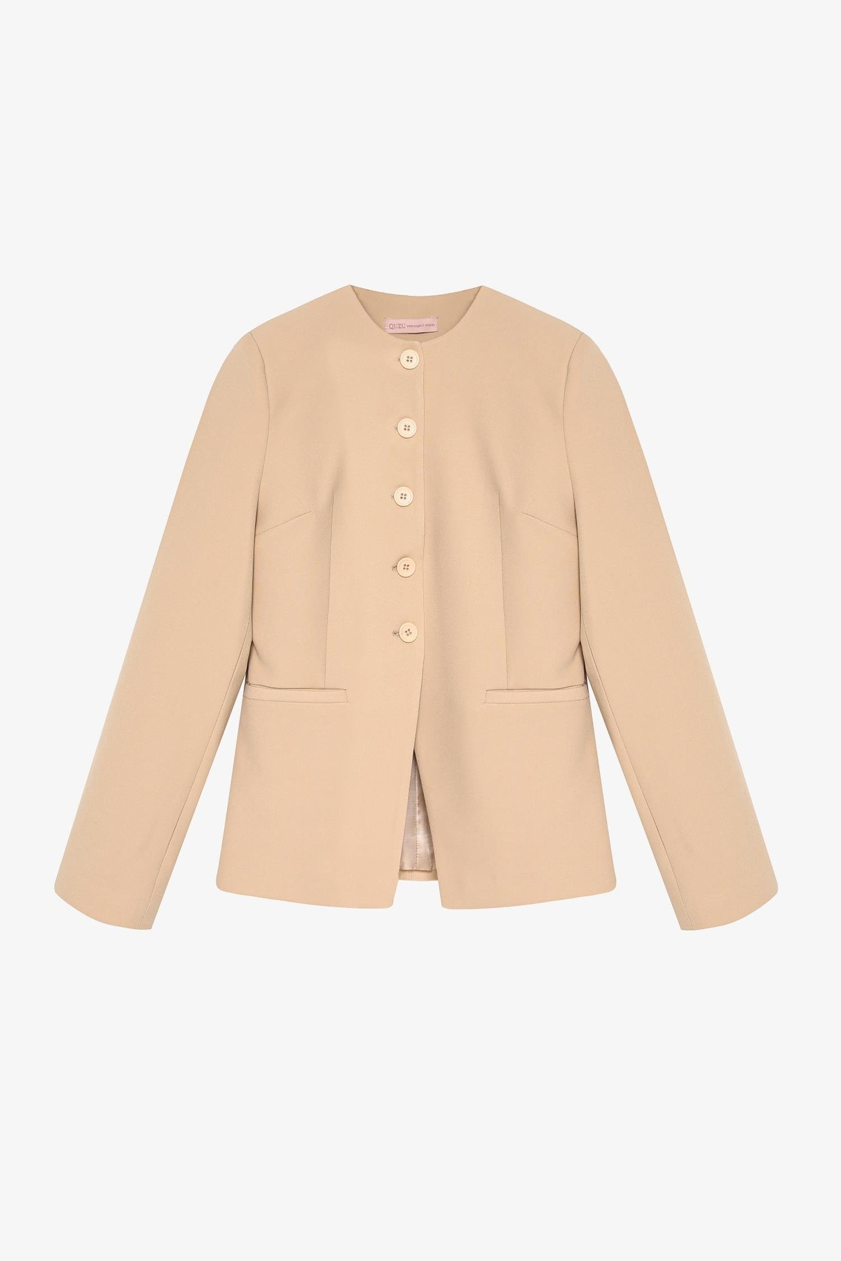 Quzu Düğme Detaylı Ceket Taş