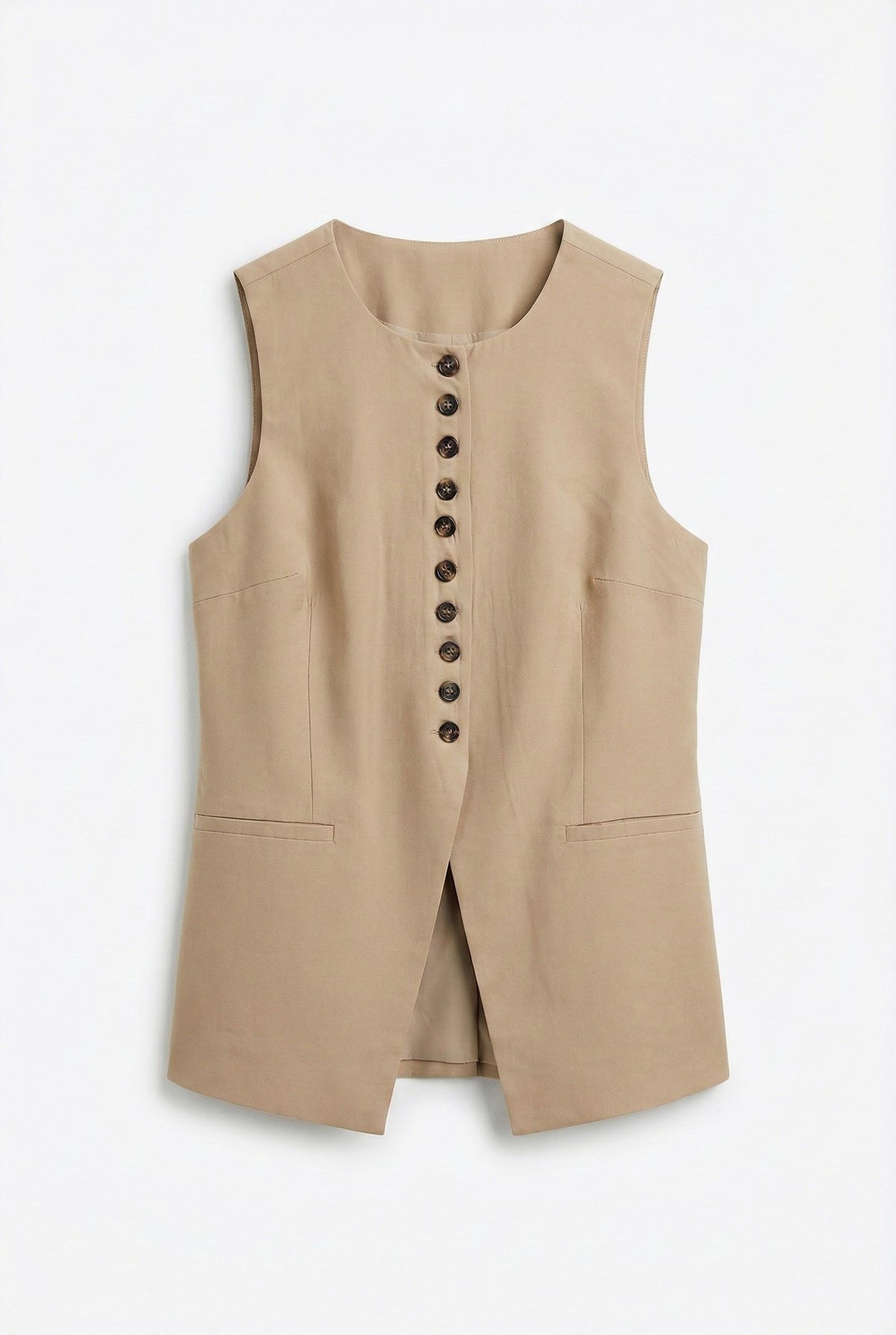 Quzu Düğme Detaylı Yelek Taş