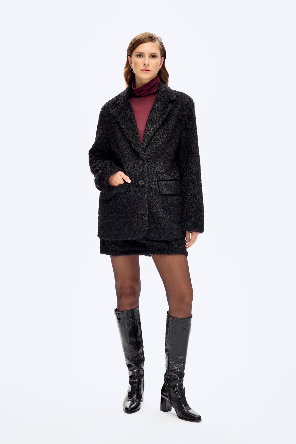 Quzu Düğmeli Blazer Ceket Siyah