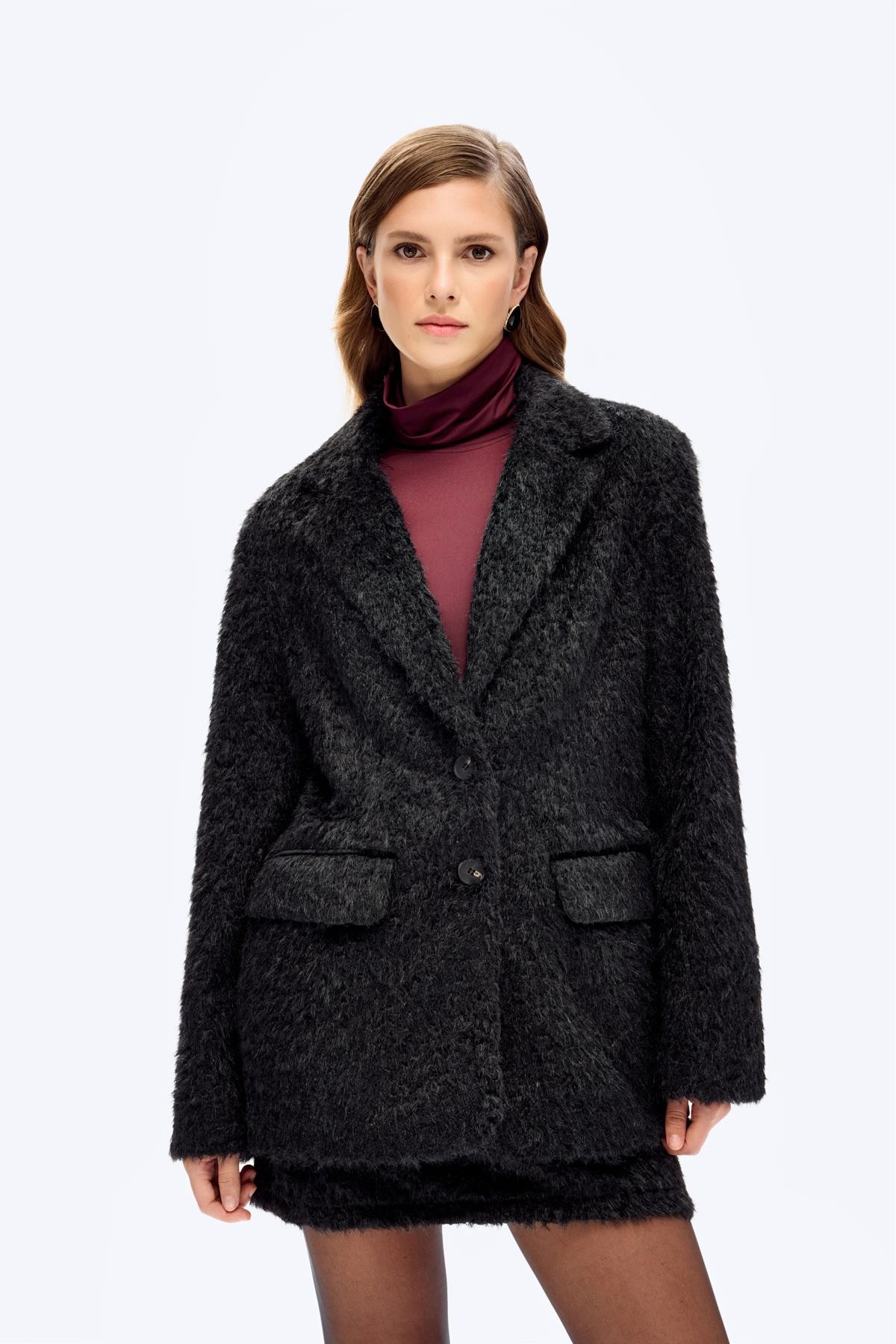 Quzu Düğmeli Blazer Ceket Siyah
