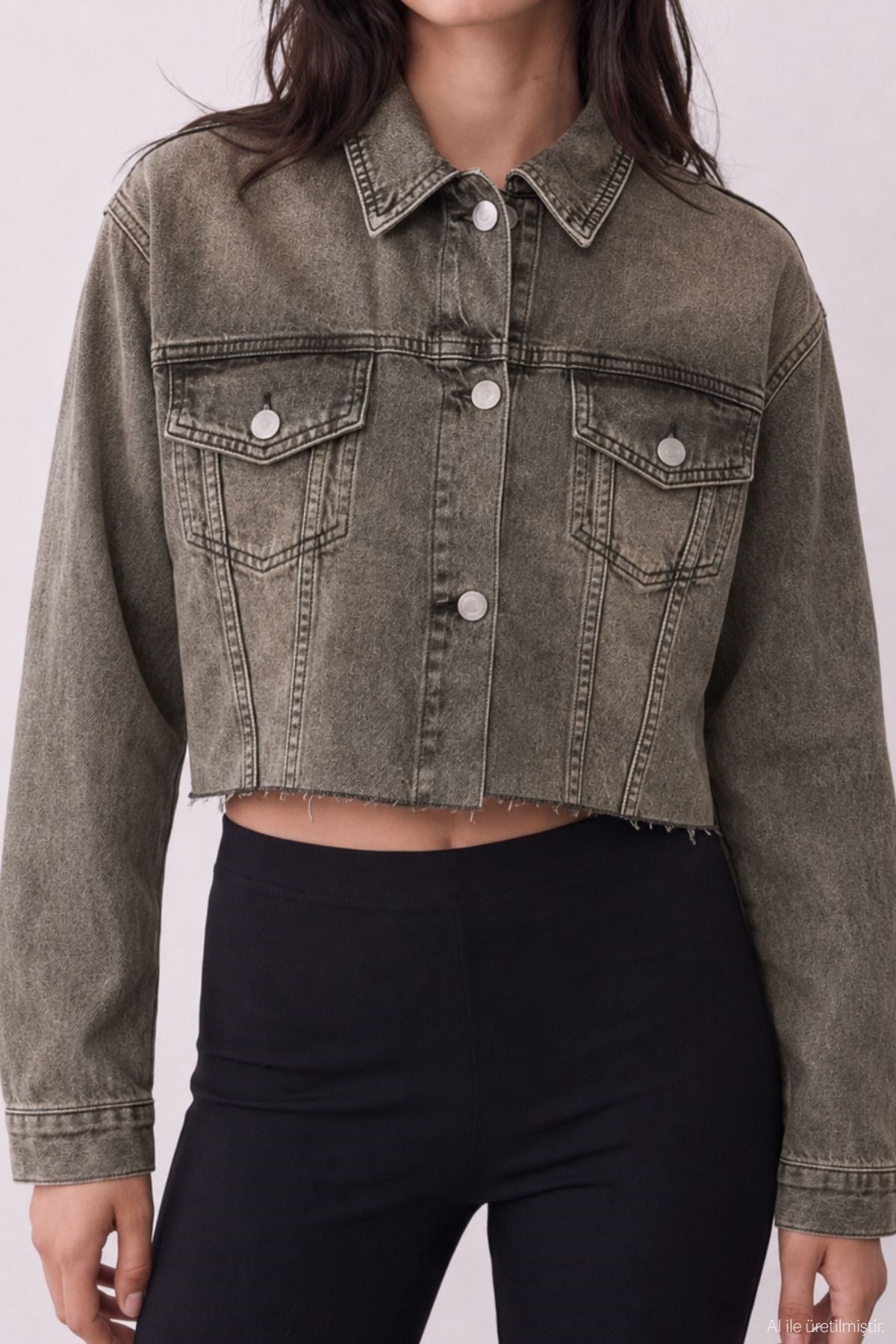 Quzu Eskitme Yıkamalı Denim Ceket Kahve