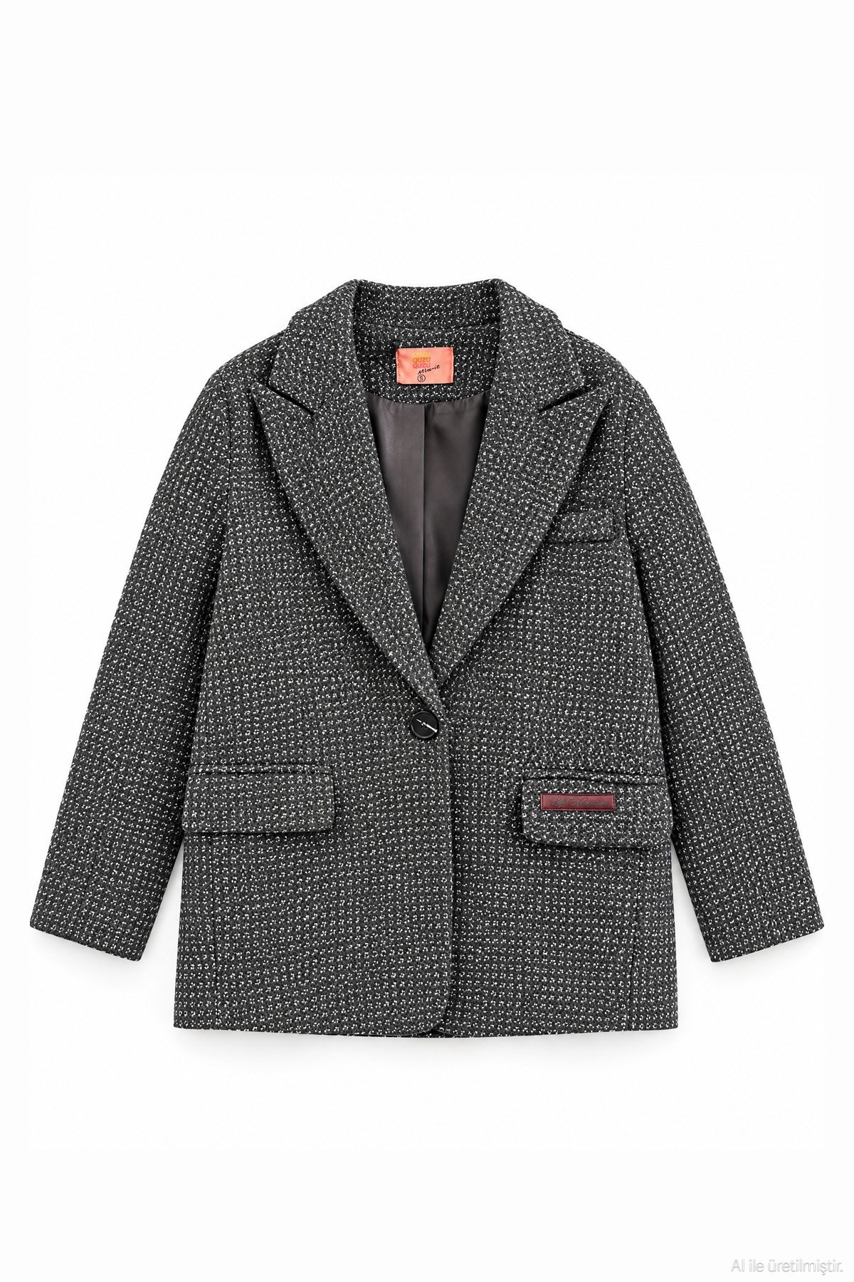 Quzu Etiket Detaylı Blazer Ceket Antrasit