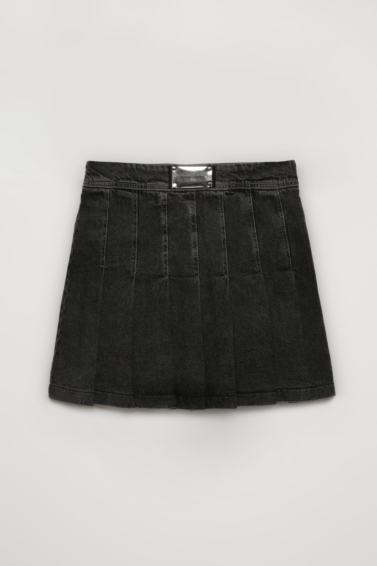 Quzu Etiket Detaylı Denim Etek Antrasit