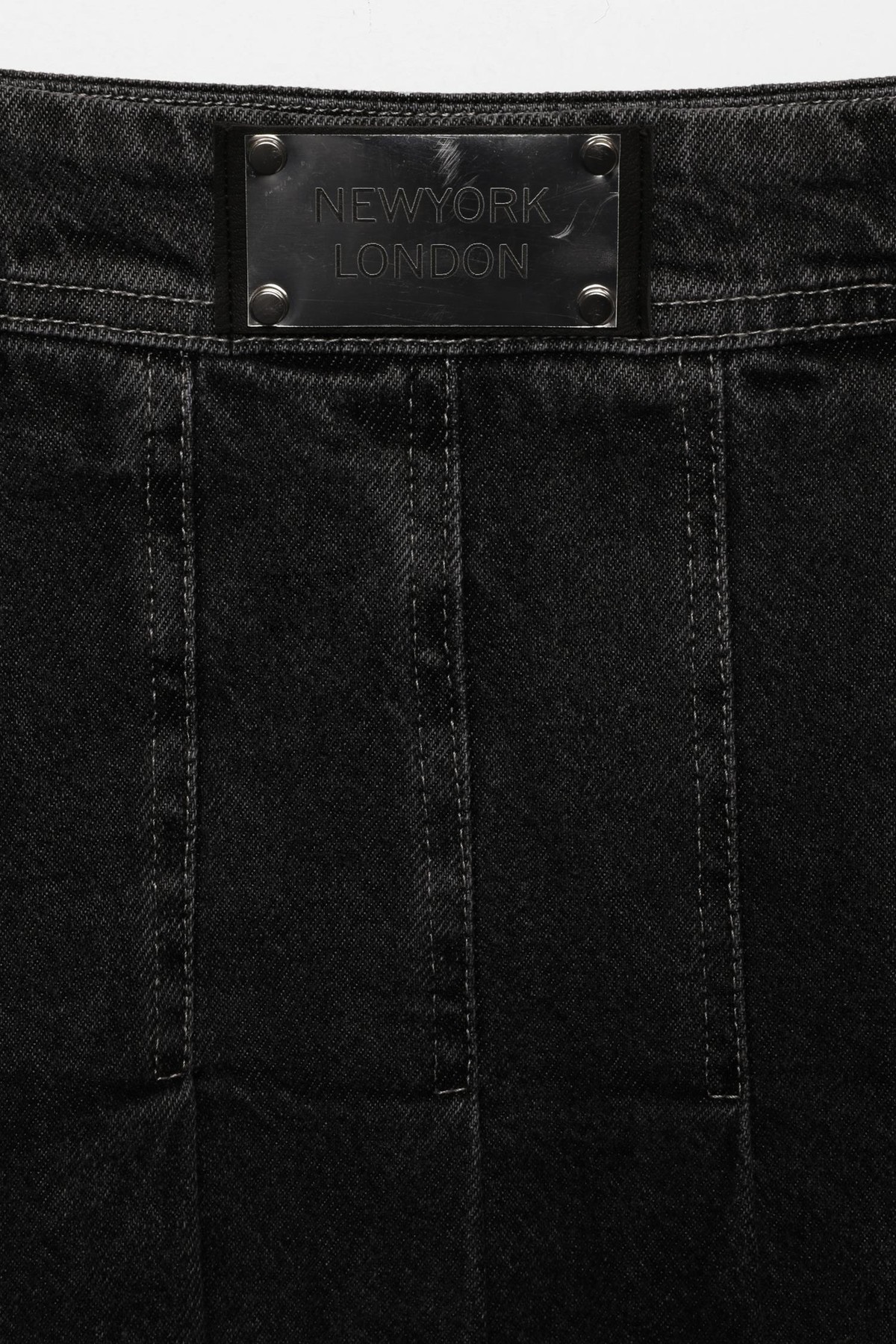Quzu Etiket Detaylı Denim Etek Antrasit
