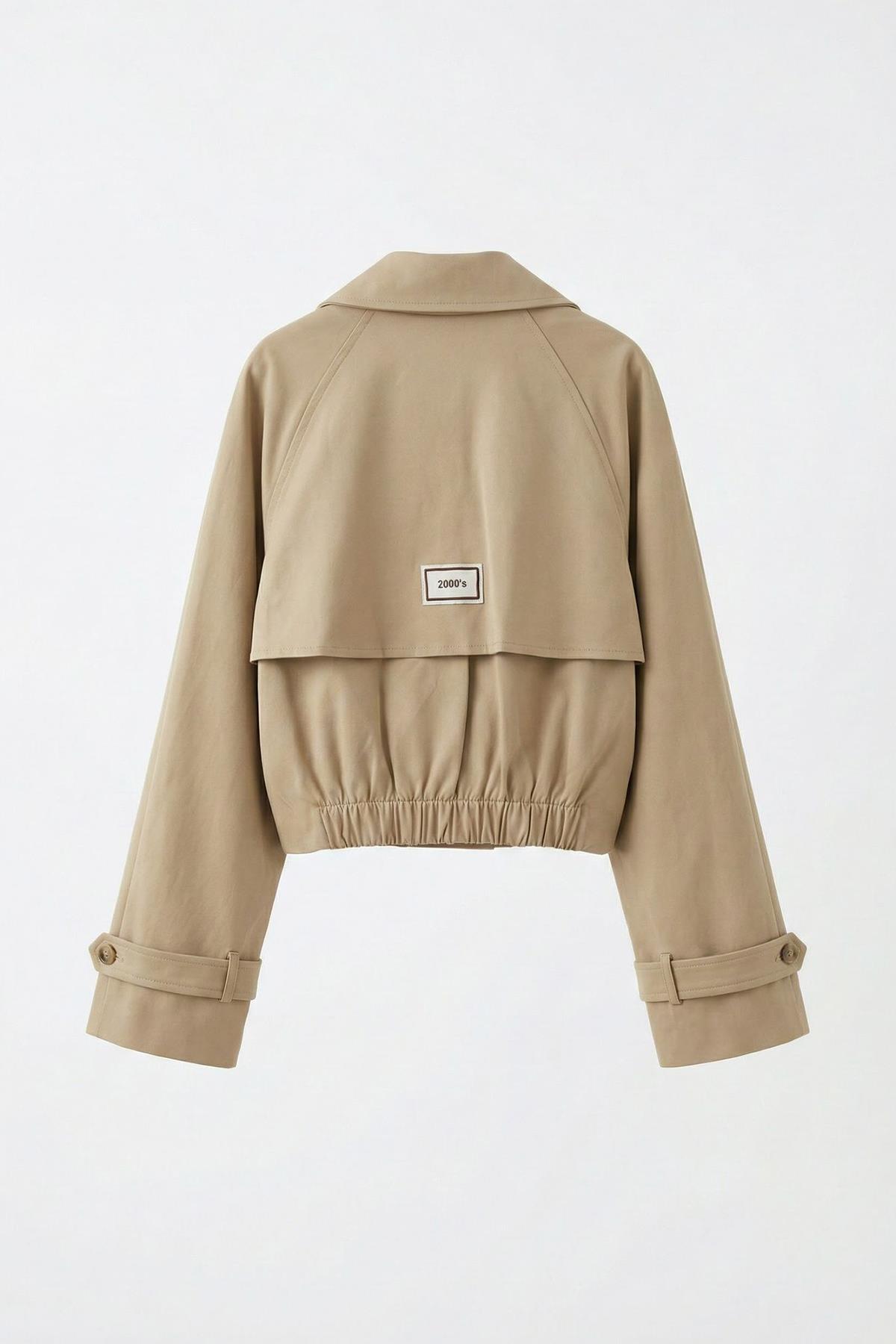 Quzu Etiket Detaylı Trençkot Bej