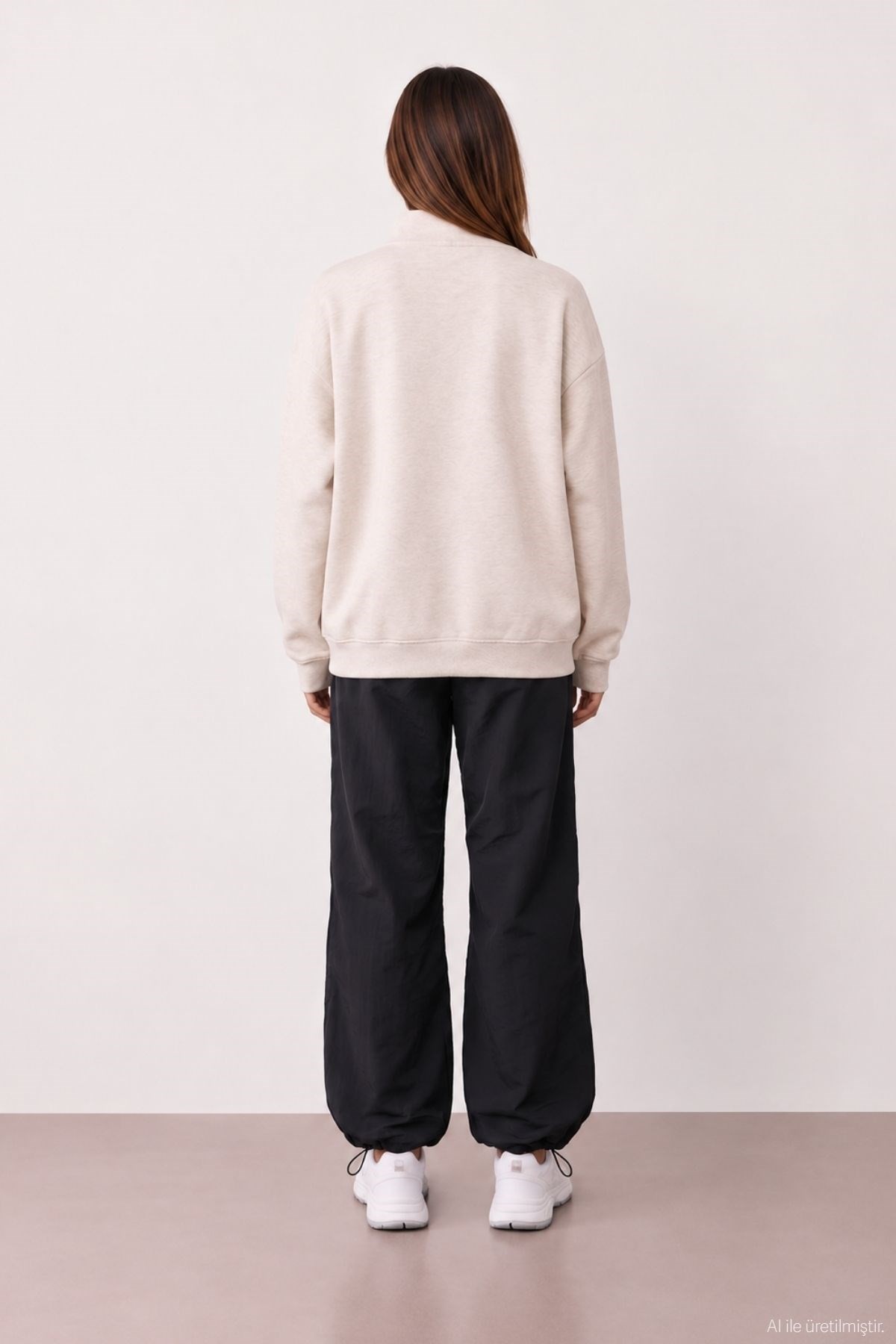 Quzu Fermuar Detaylı Sweatshirt Bejmelanj