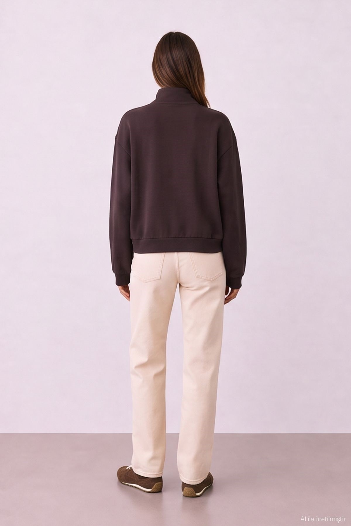 Quzu Fermuar Detaylı Sweatshirt Kahve