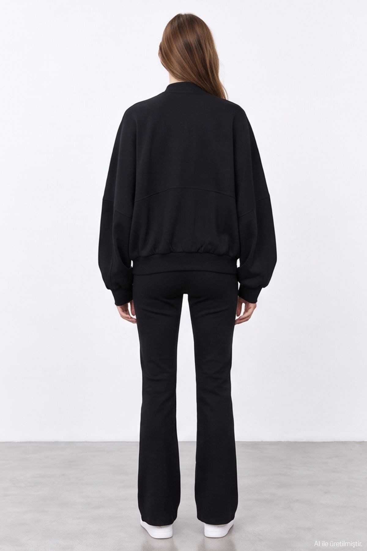 Quzu Fermuar Detaylı Sweatshirt Siyah