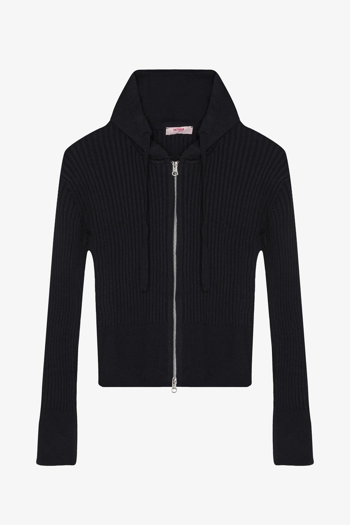 Quzu Fermuar ve Kapüşon Detaylı Triko Lacivert