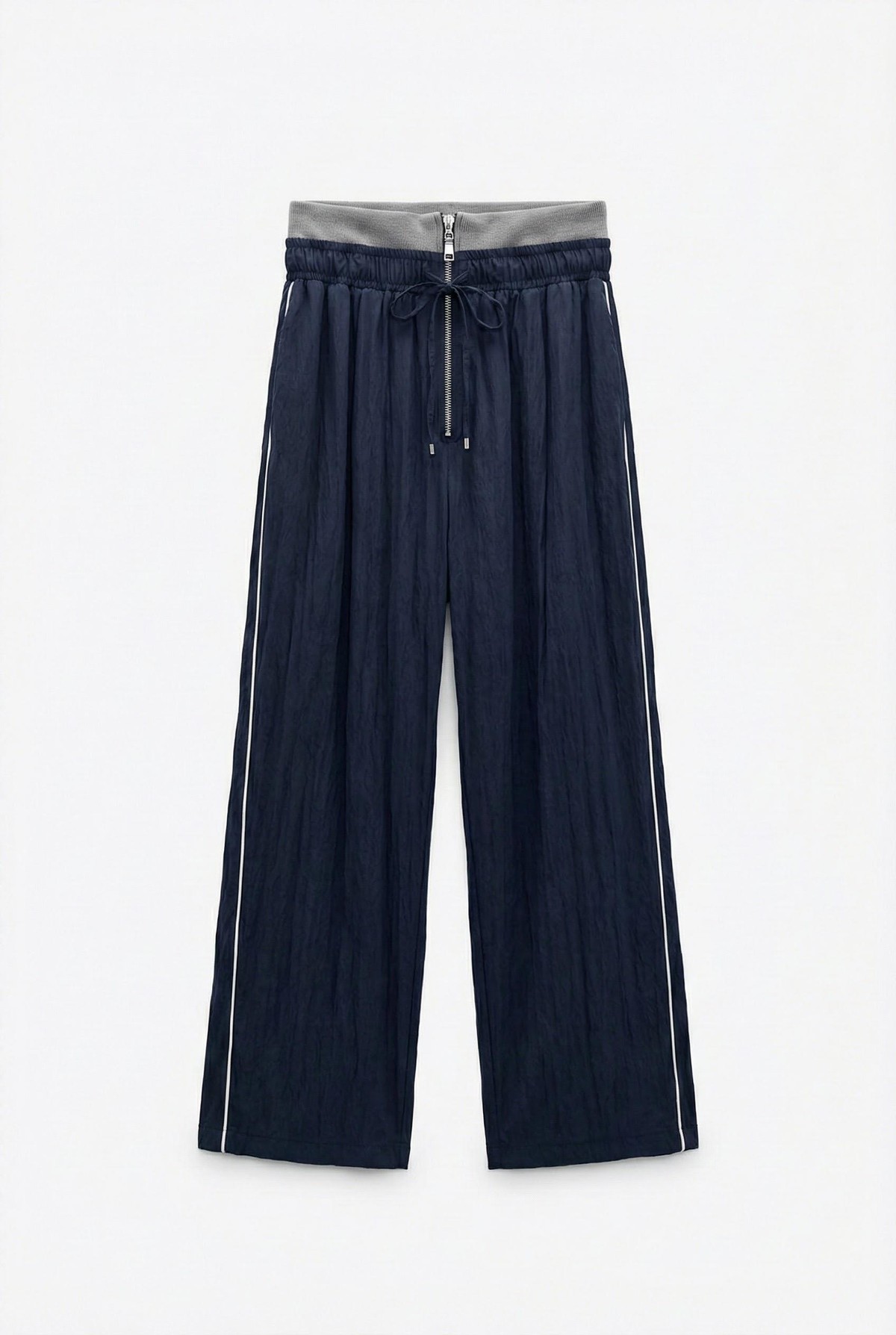 Quzu Fermuar ve Ribana Detaylı Pantolon Lacivert