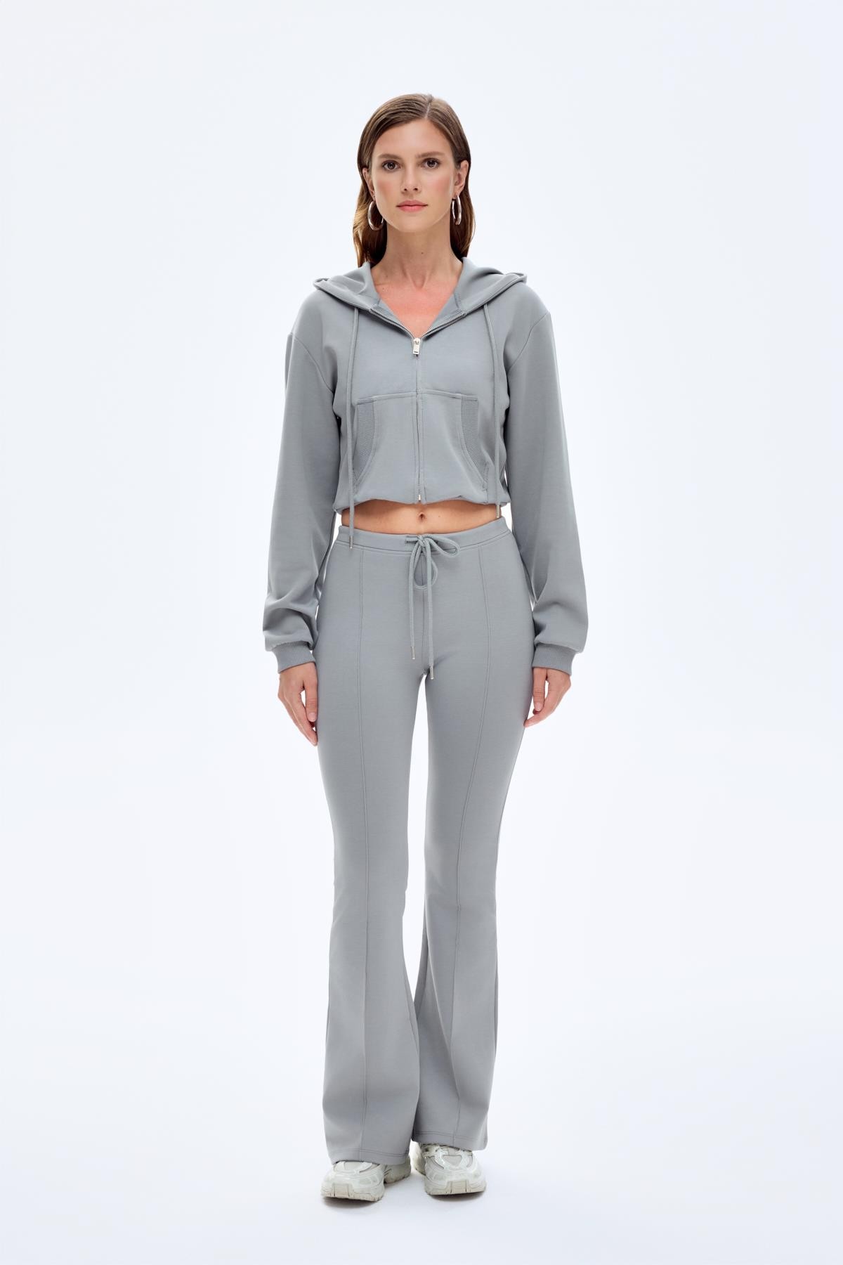 Quzu Fermuarlı Sweatshirt Gri