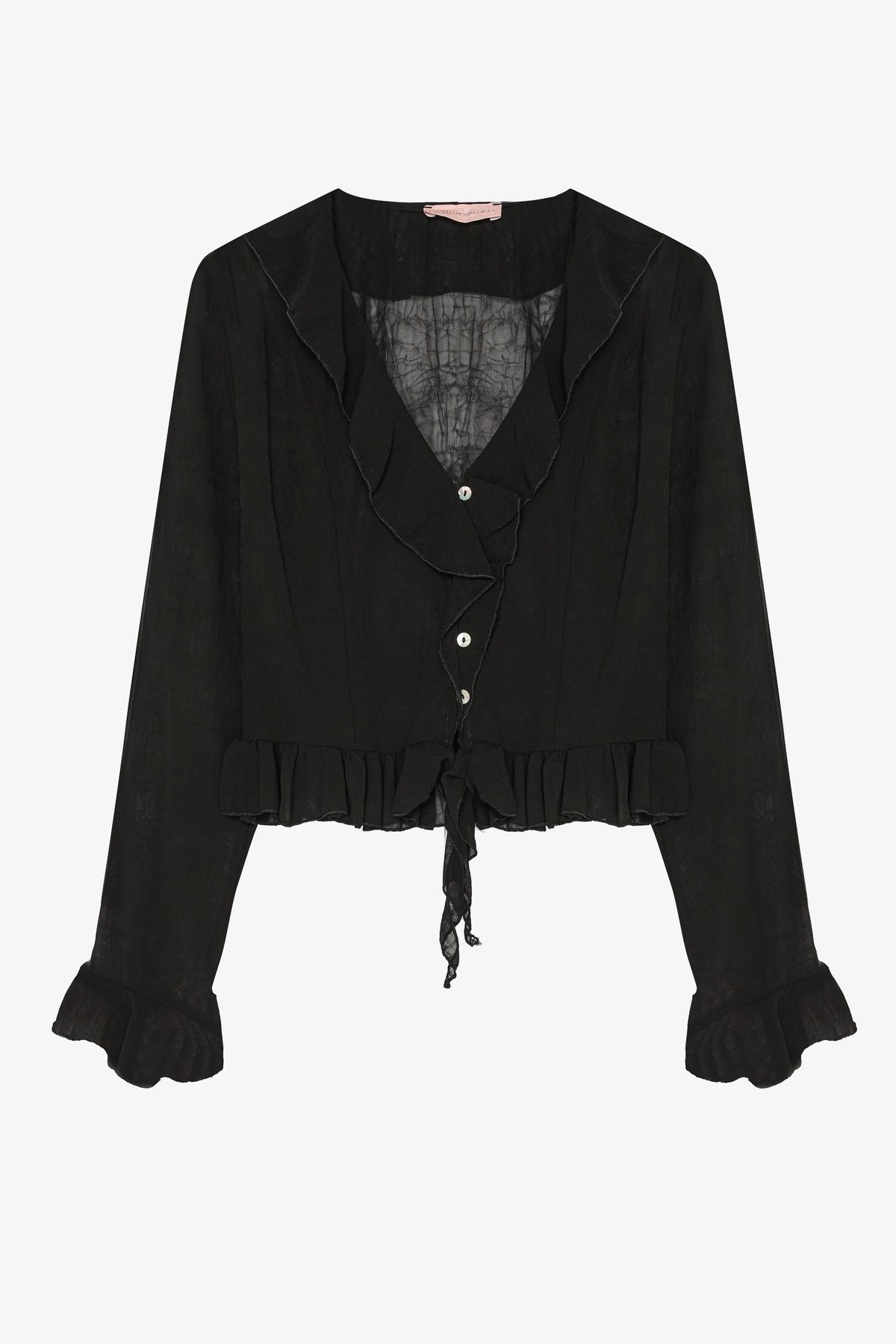 Quzu Fırfır Detaylı Bluz Siyah