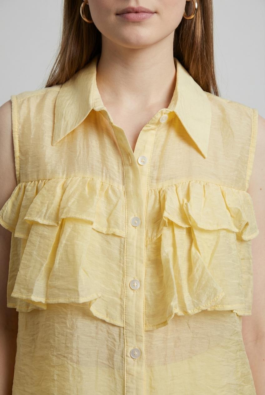 Quzu Fırfır Detaylı Gömlek Sarı