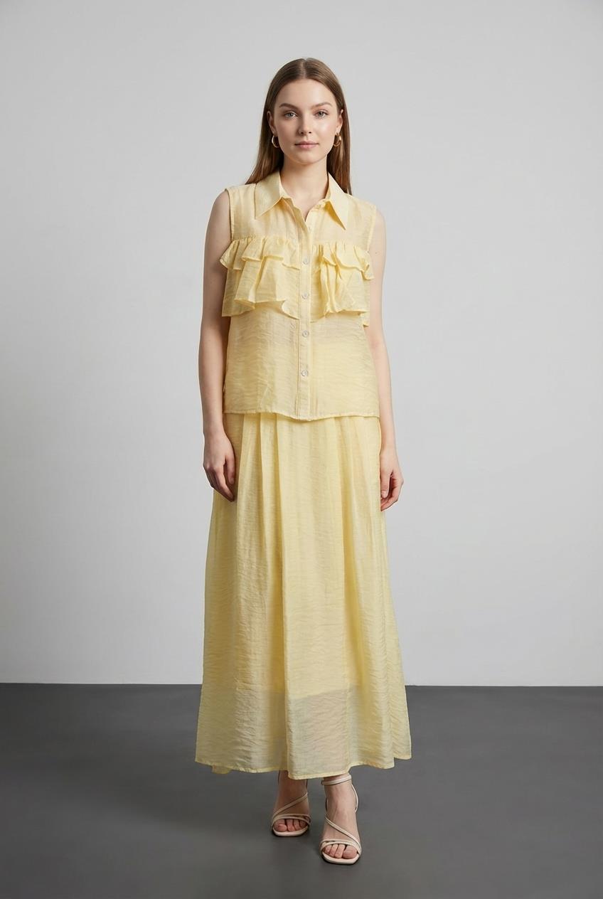 Quzu Fırfır Detaylı Gömlek Sarı