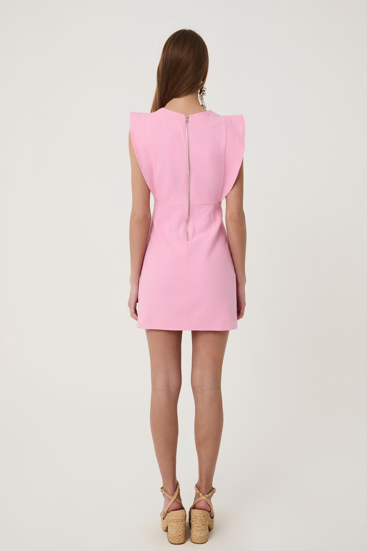 Quzu Fırfırlı Elbise Pembe