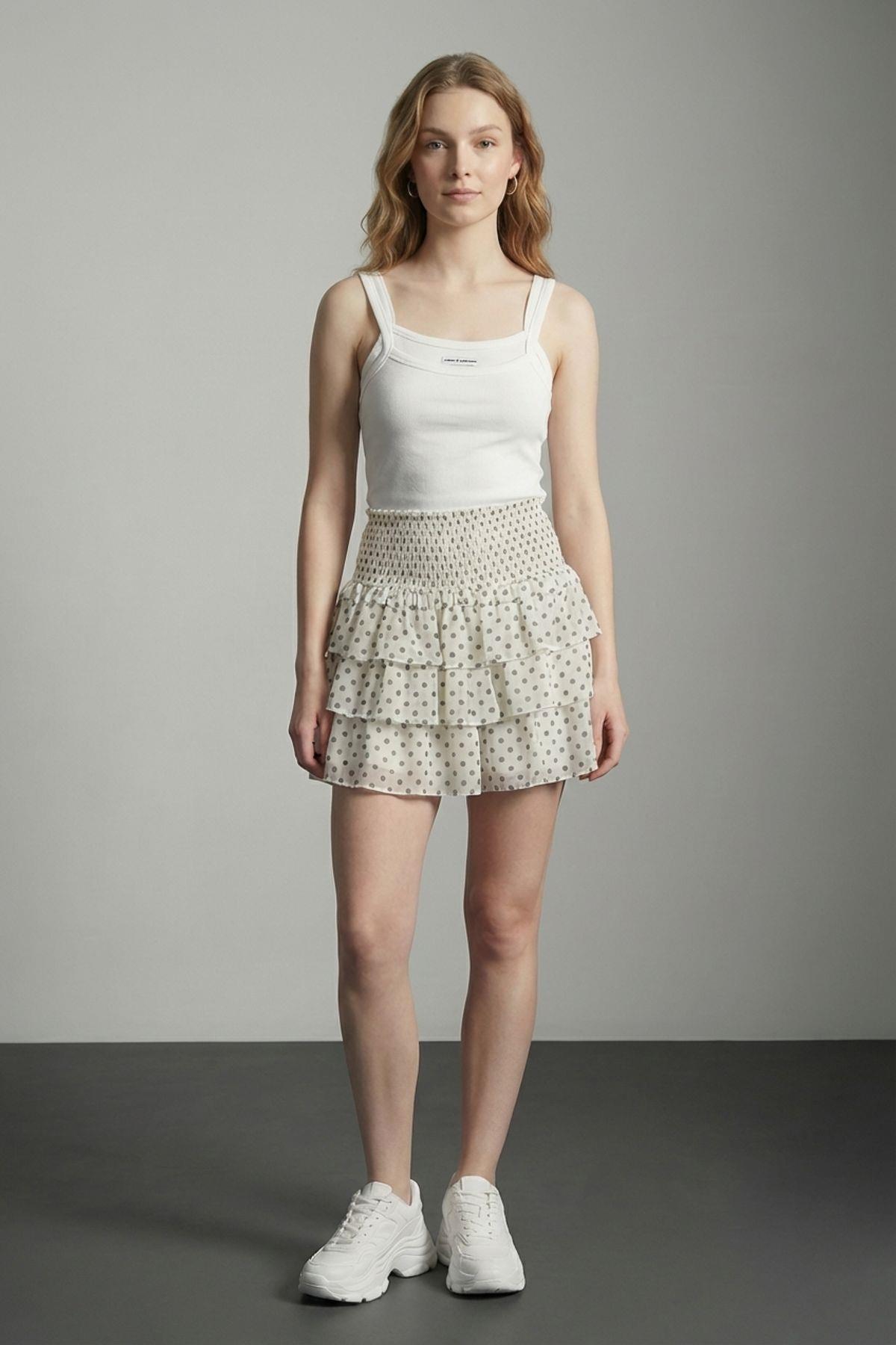 Quzu Fırfırlı Etek Krem