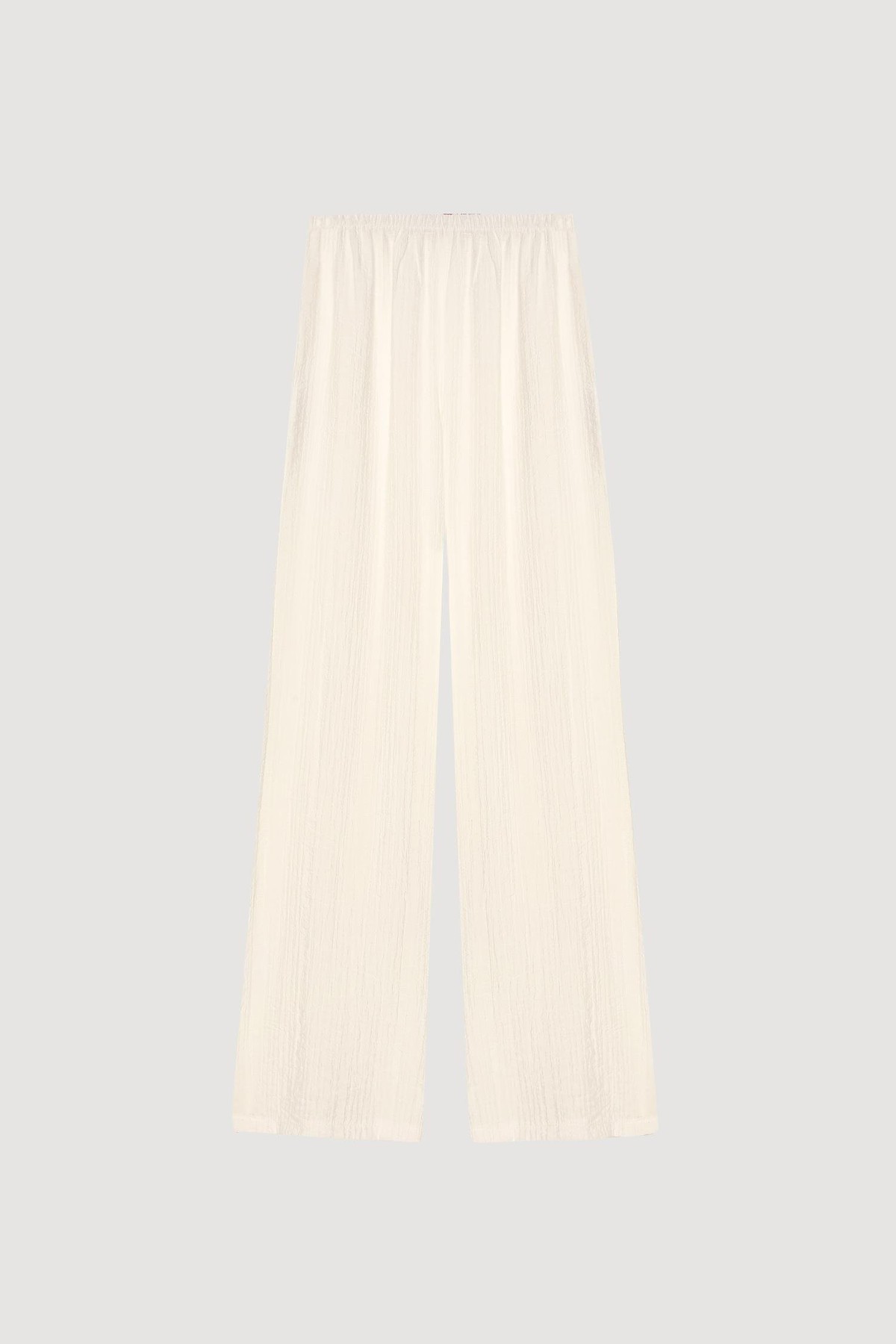 Quzu İnce Lastikli Geniş Pantolon Ekru