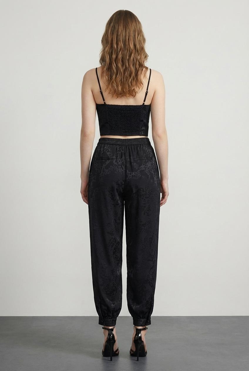 Quzu Jakarlı Ballon Fit Pantolon Siyah