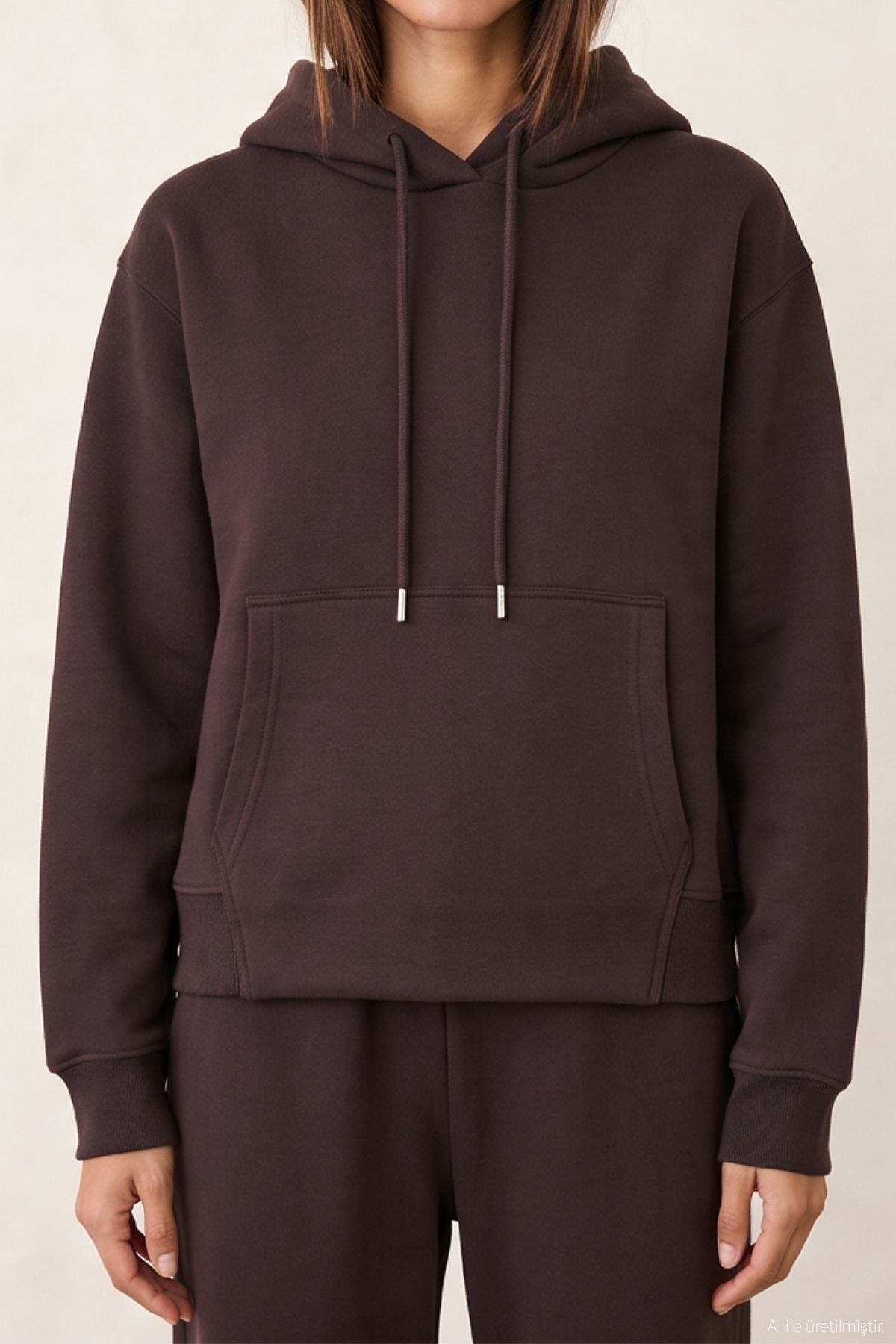 Quzu Kapüşon Detaylı Sweatshirt Kahve