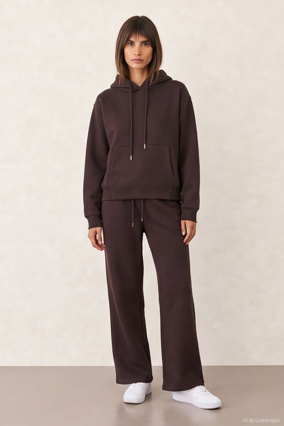 Quzu Kapüşon Detaylı Sweatshirt Kahve