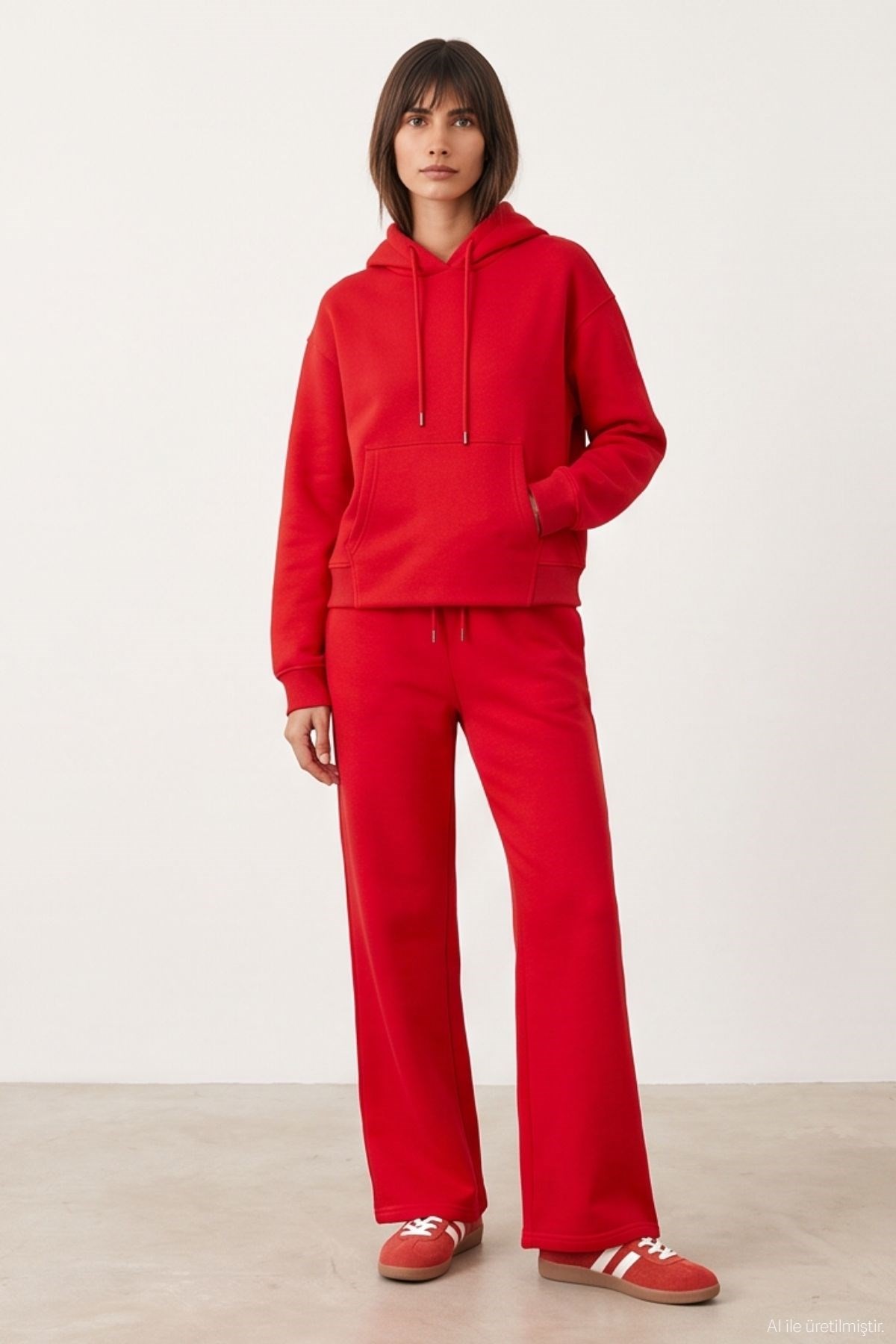 Quzu Kapüşon Detaylı Sweatshirt Kırmızı