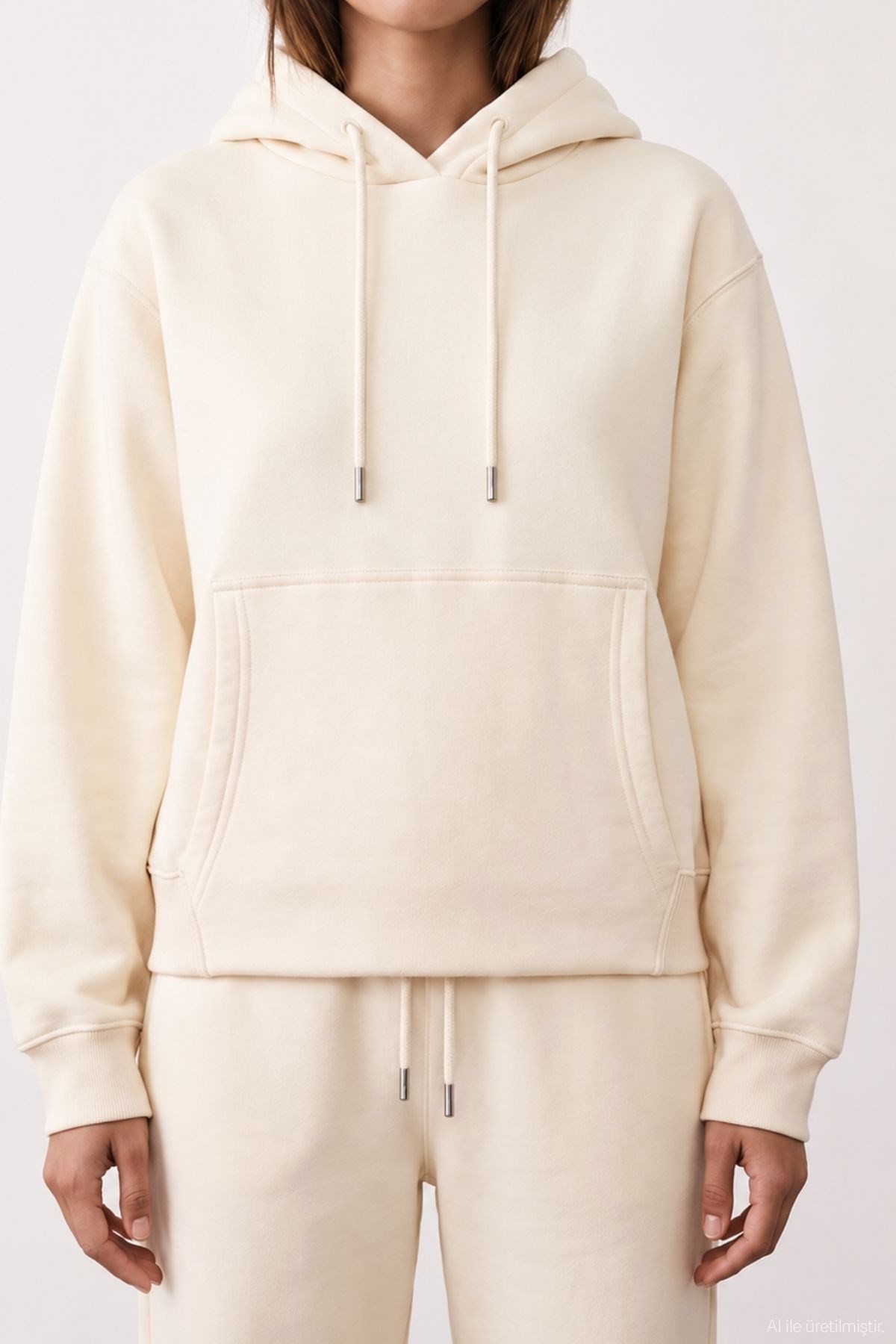 Quzu Kapüşon Detaylı Sweatshirt Krem