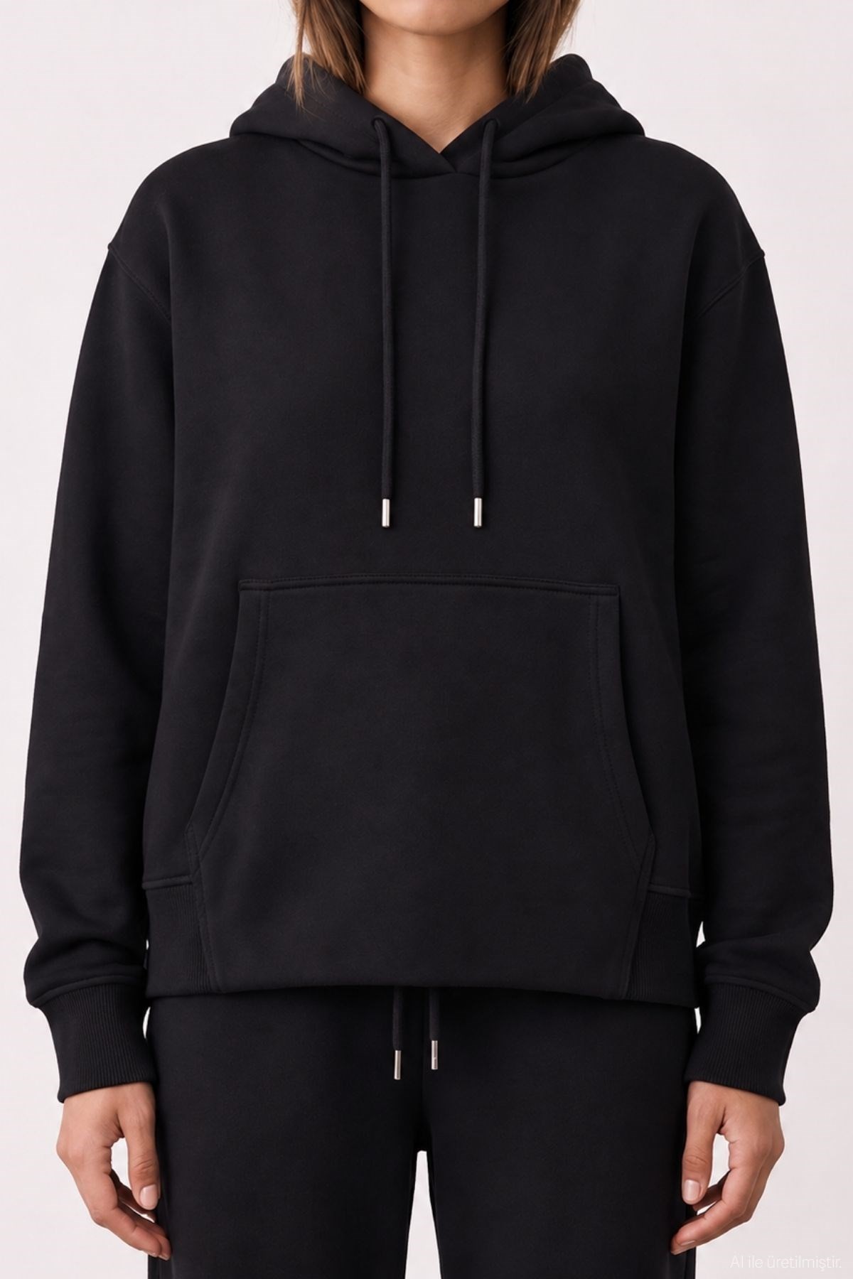 Quzu Kapüşon Detaylı Sweatshirt Siyah