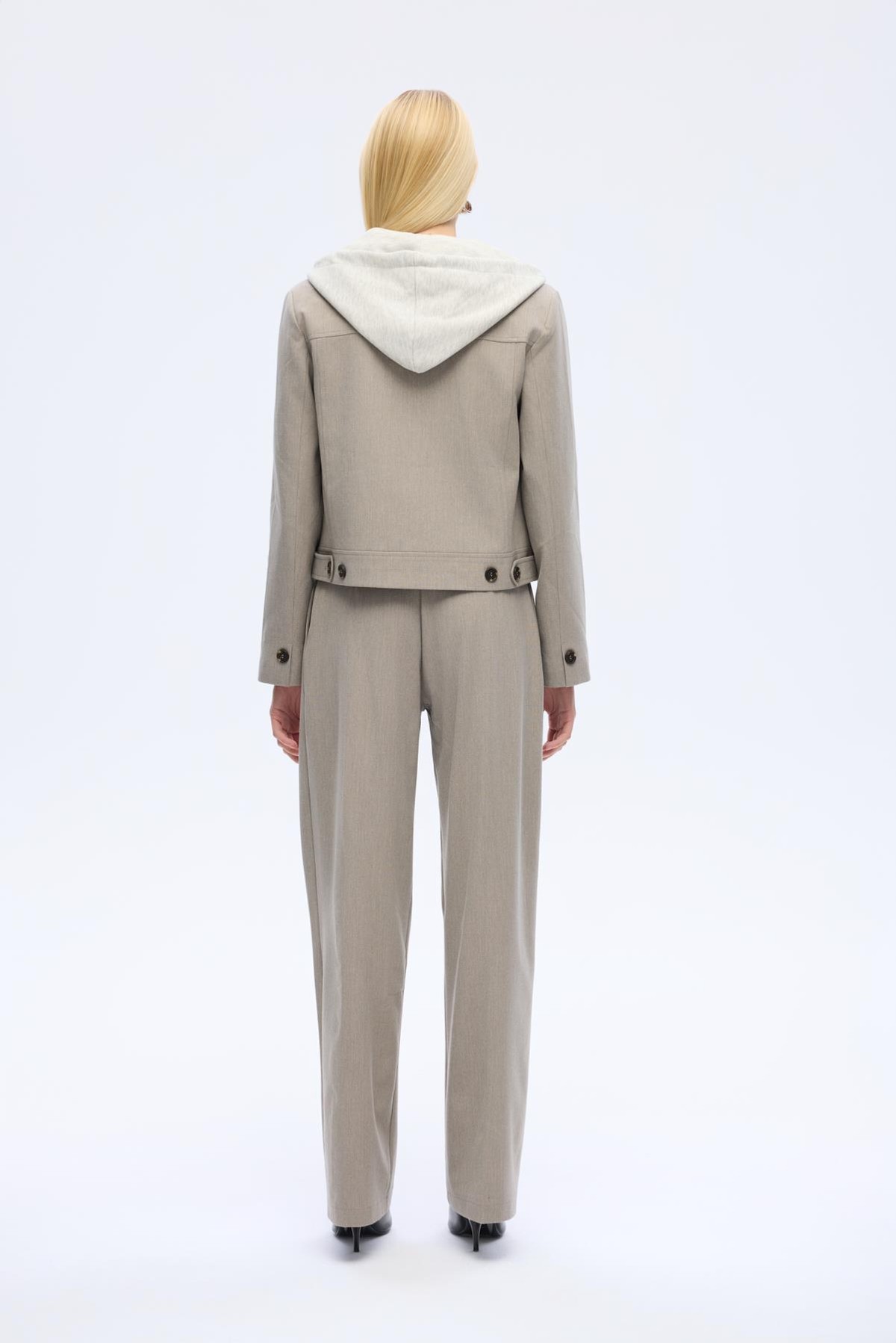 Quzu Kapüşonlu Ceket Gri