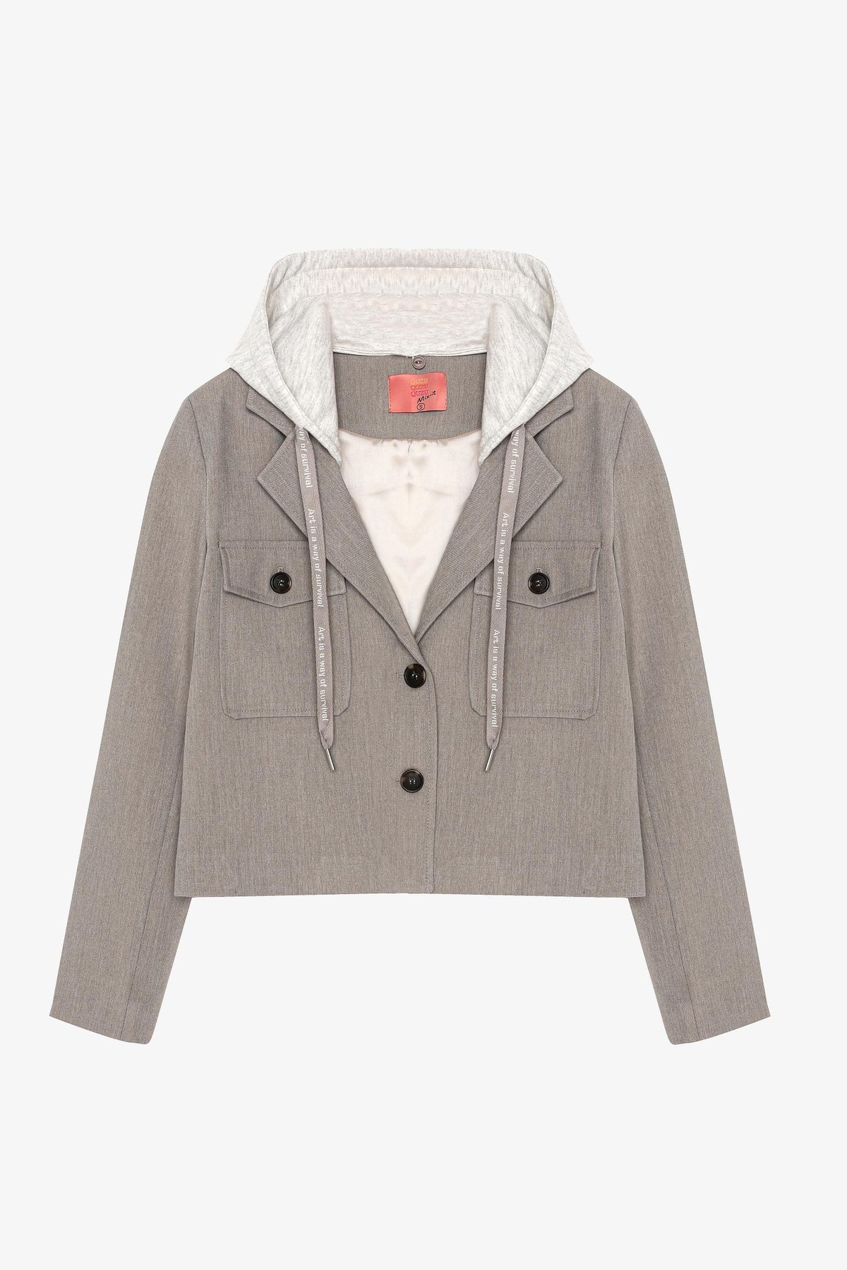 Quzu Kapüşonlu Ceket Gri