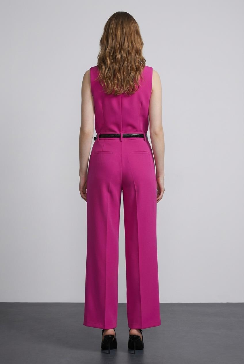 Quzu Kemer Detaylı Pantolon Fuşya