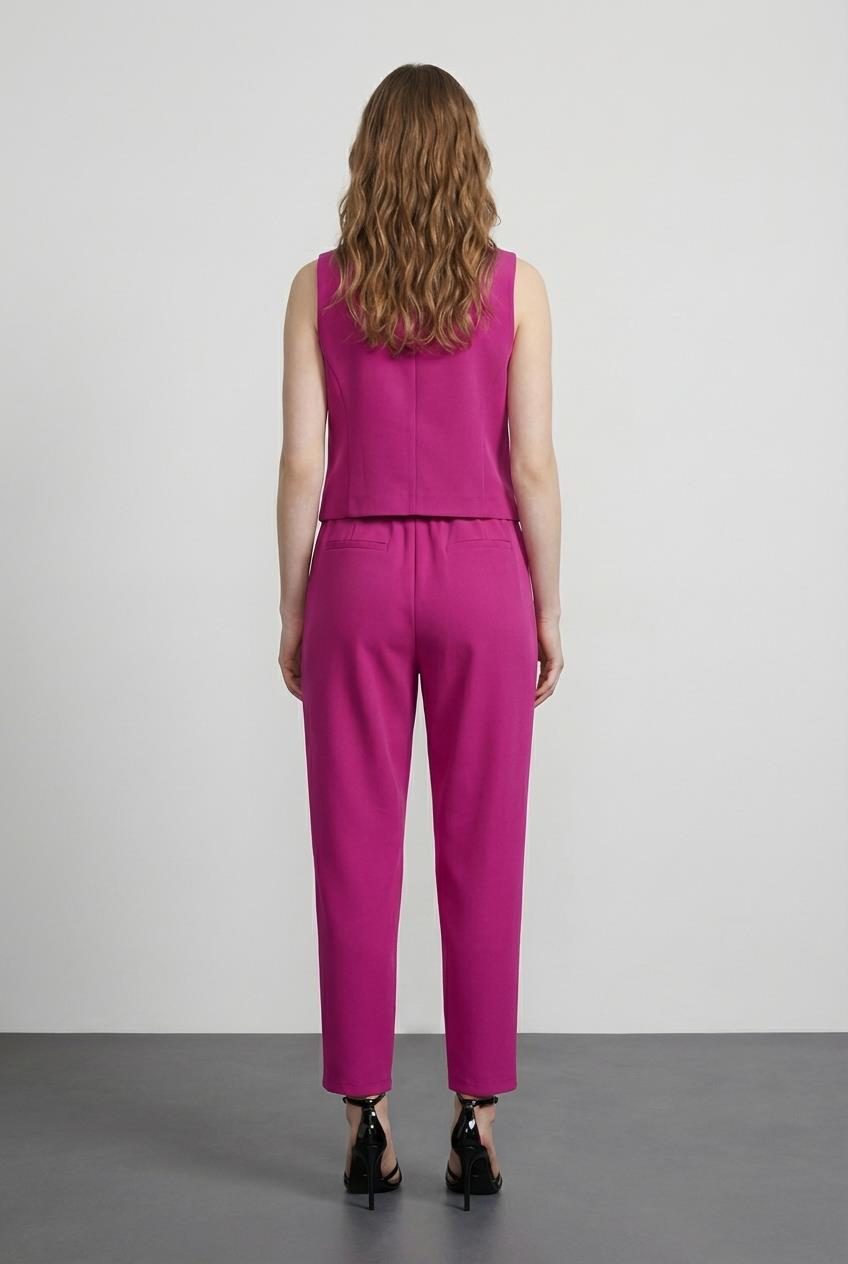 Quzu Kemer Detaylı Pantolon Fuşya