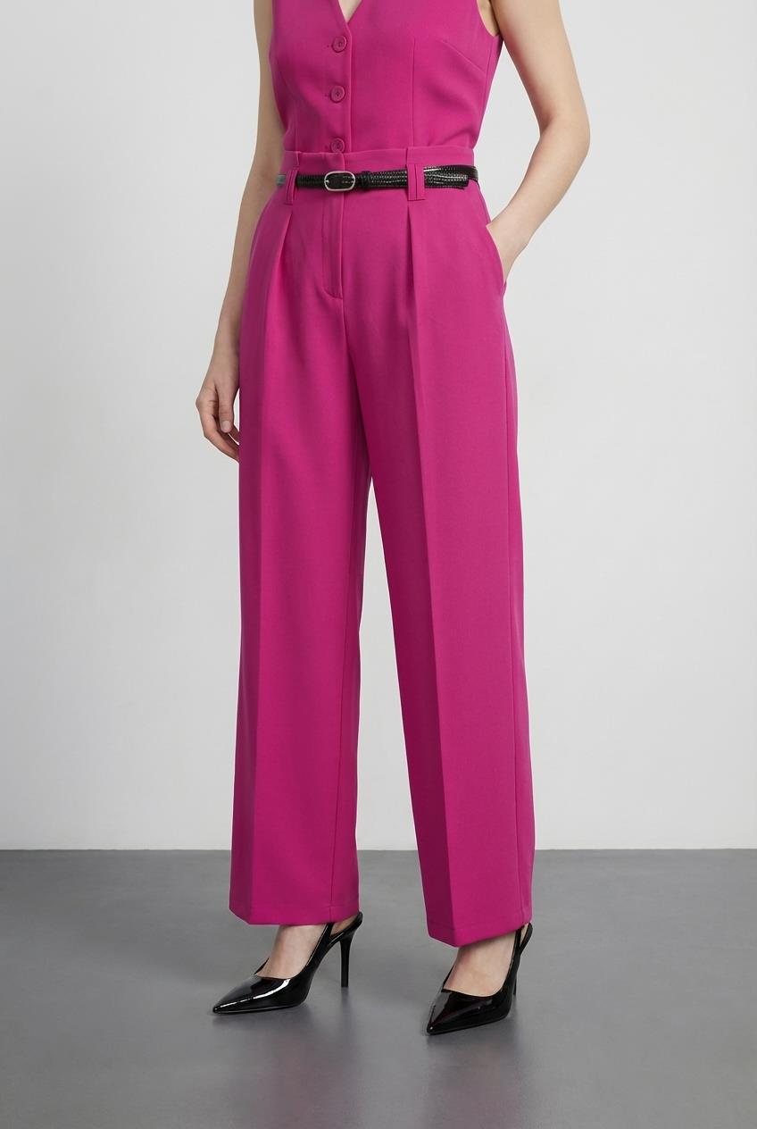 Quzu Kemer Detaylı Pantolon Fuşya